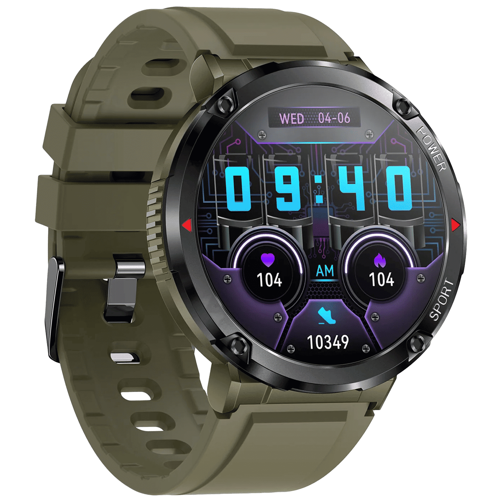 FIRE-BOLTT Sphere Smartwatch with Bluetooth Calling (40.6mm HD Display, IP68 Water Resistant, Green Forest Strap)_6