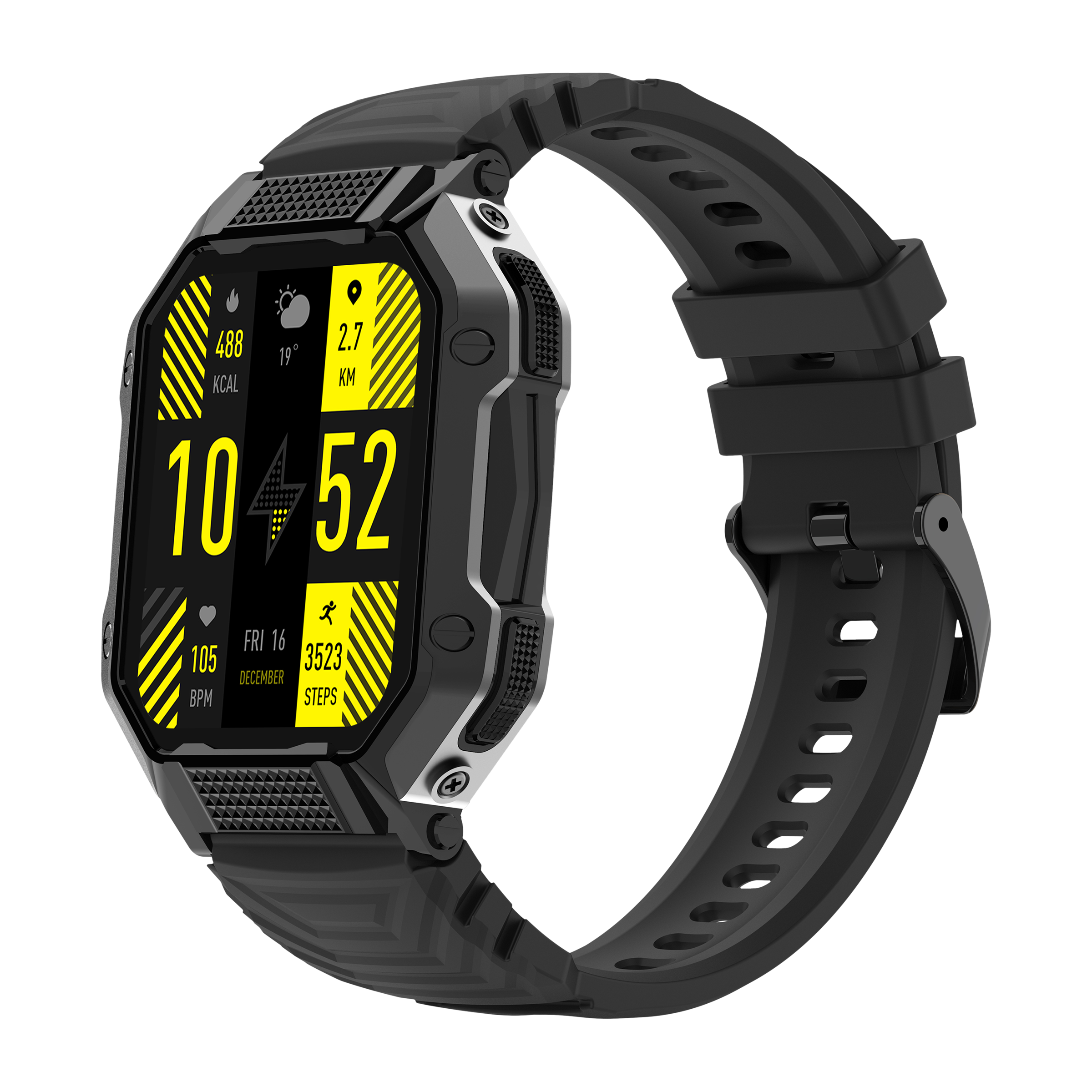 FIRE-BOLTT Shark Smartwatch with Bluetooth Calling (46.4mm HD Display, IP67 Water Resistant, Black Strap)_4