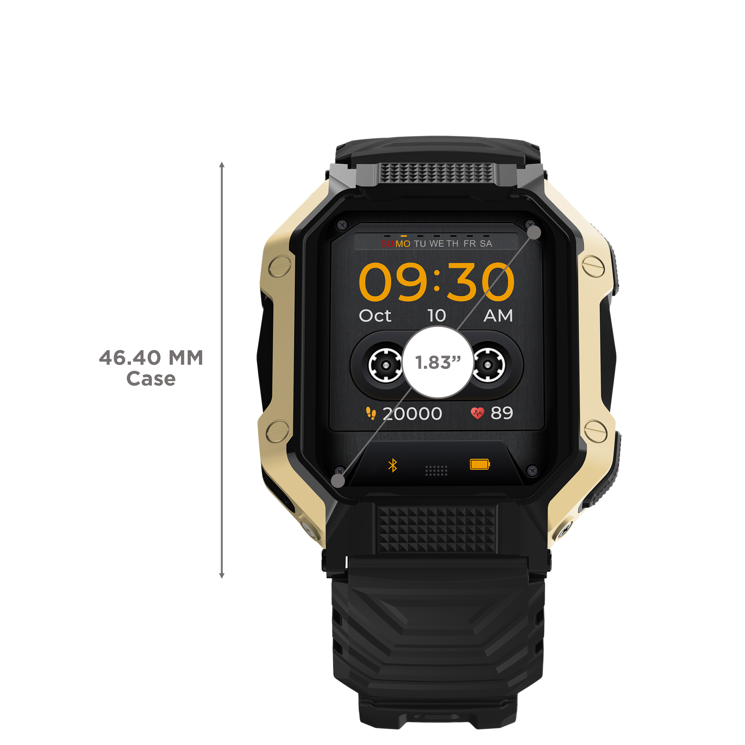 FIRE-BOLTT Shark Smartwatch with Bluetooth Calling (46.4mm HD Display, IP67 Water Resistant, Black Strap)_3