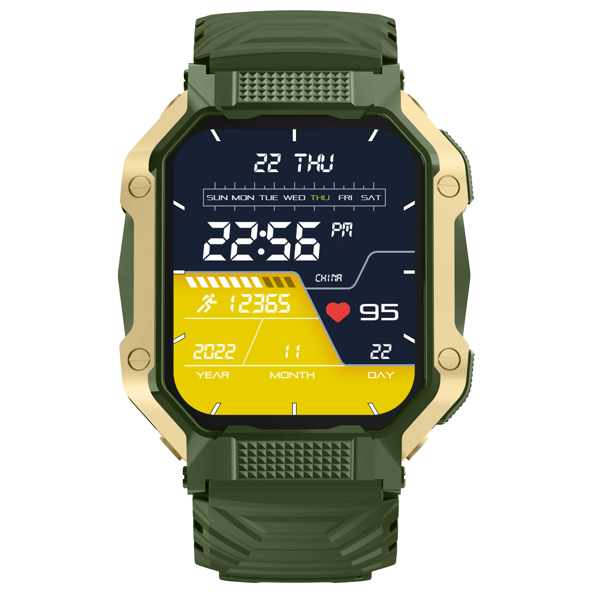 FIRE-BOLTT Shark Smartwatch with Bluetooth Calling (46.4mm HD Display, IP67 Water Resistant, Green Strap)_1
