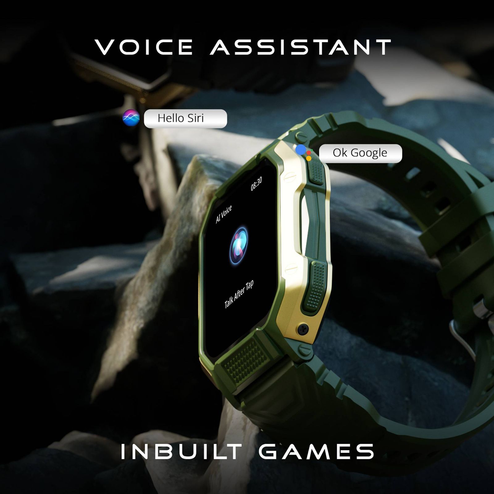 FIRE-BOLTT Shark Smartwatch with Bluetooth Calling (46.4mm HD Display, IP67 Water Resistant, Green Strap)_9