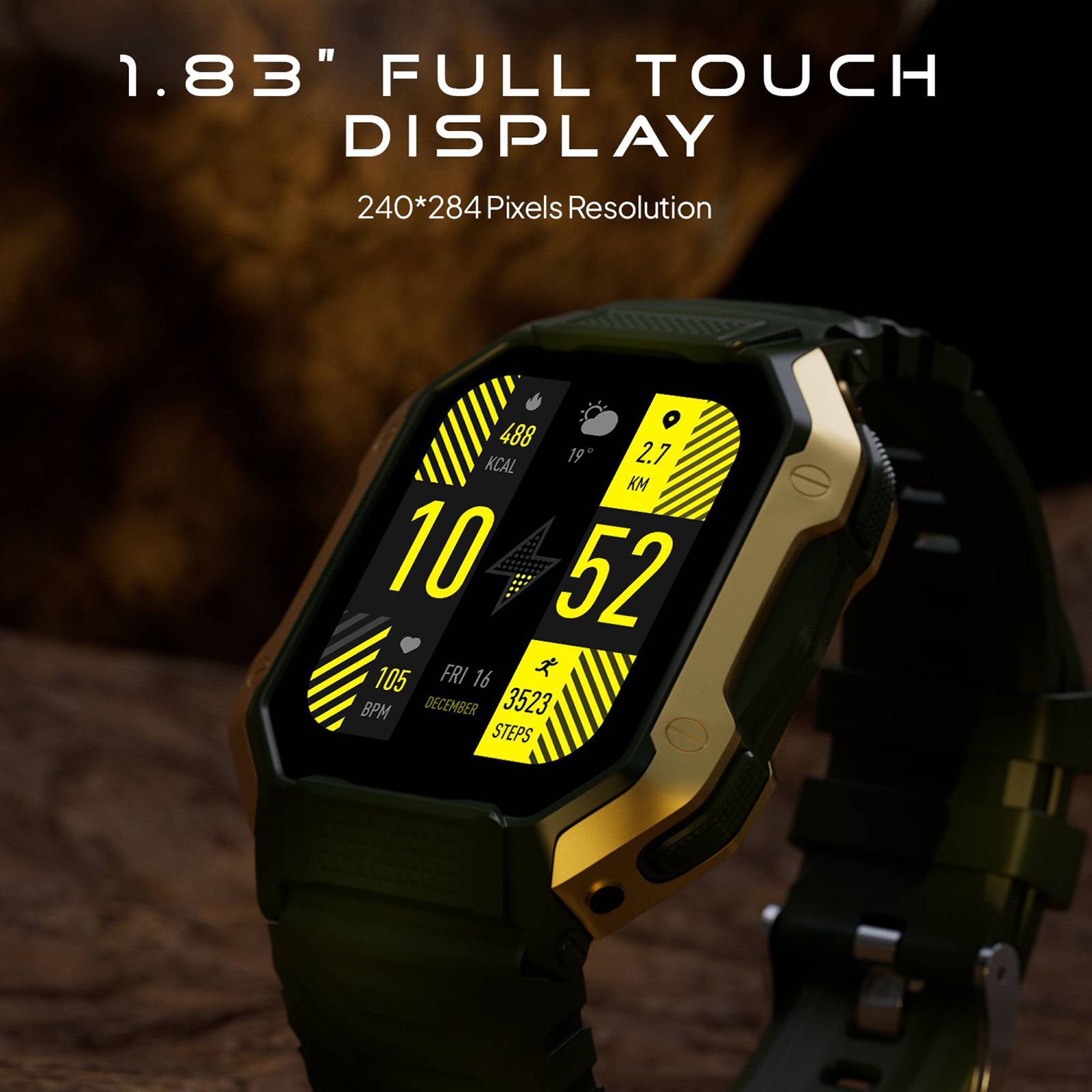 FIRE-BOLTT Shark Smartwatch with Bluetooth Calling (46.4mm HD Display, IP67 Water Resistant, Green Strap)_11