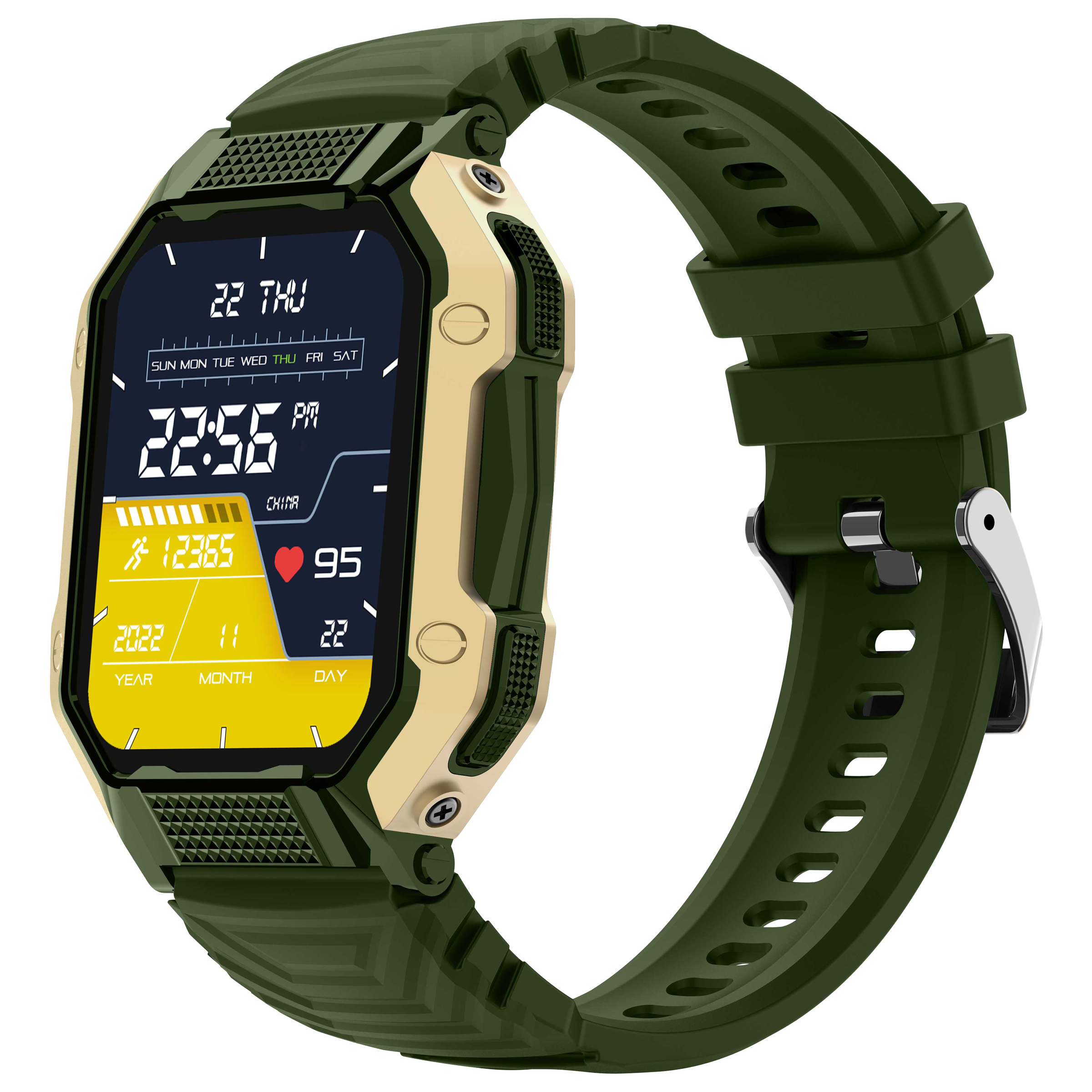 FIRE-BOLTT Shark Smartwatch with Bluetooth Calling (46.4mm HD Display, IP67 Water Resistant, Green Strap)_4