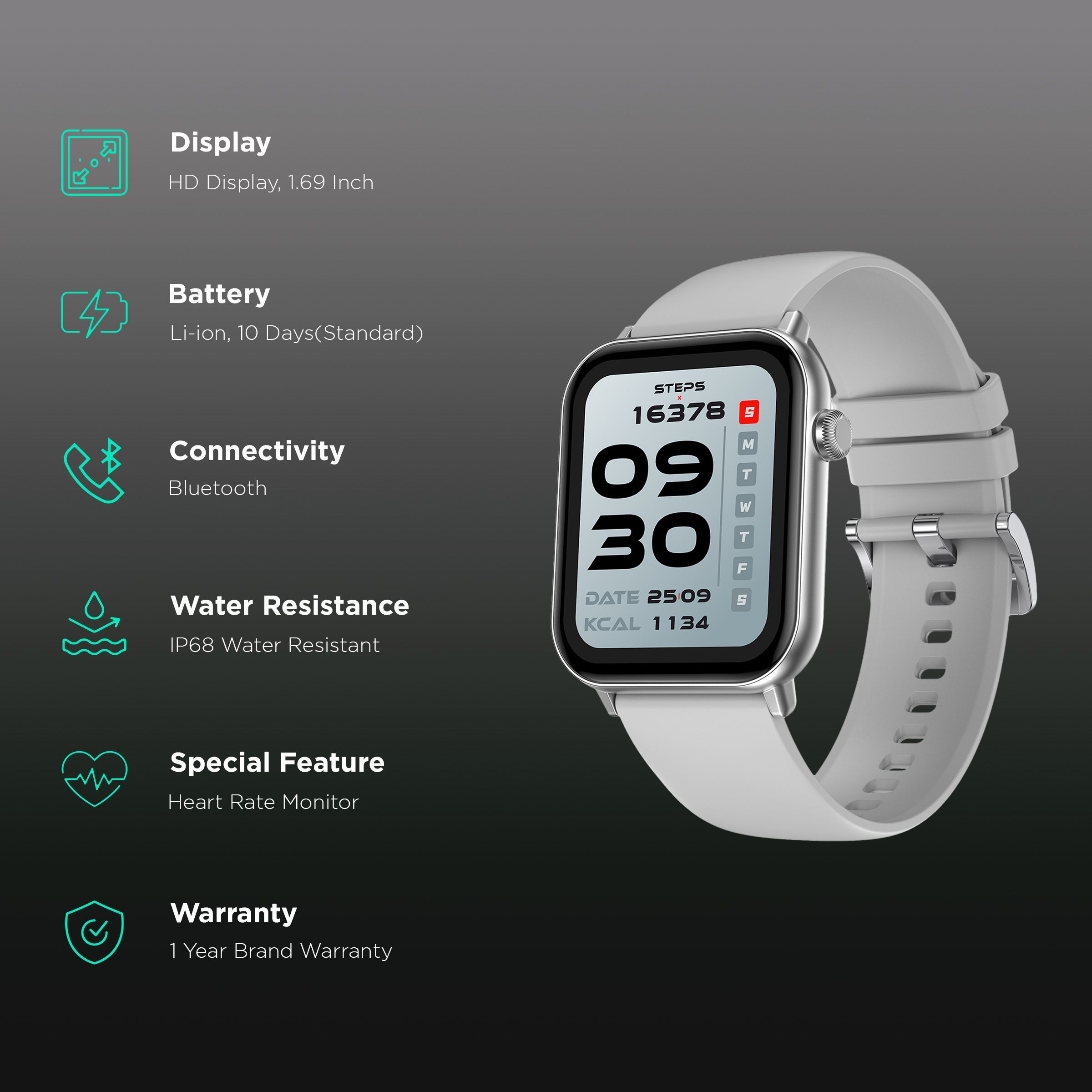 FIRE-BOLTT Ninja Fit BSW063 Smartwatch with Activity Tracker (42.9mm HD Display, IP68 Water Resistant, Grey Strap)_2