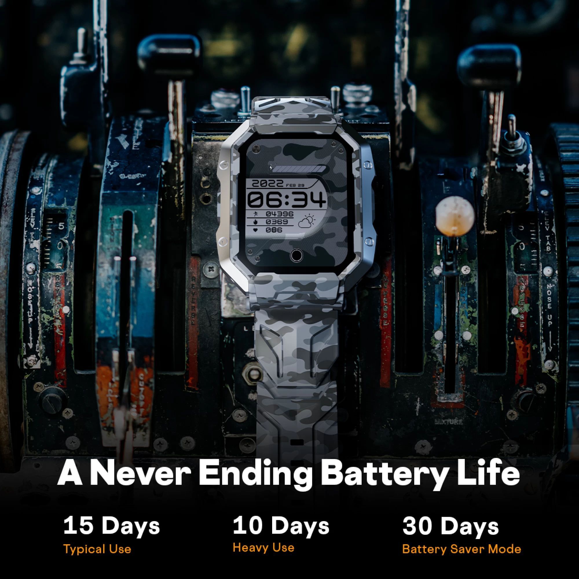 FIRE-BOLTT Cobra Smartwatch with Bluetooth Calling (45.21mm AMOLED Display, IP68 Water Resistant, Camo Black Strap)_9