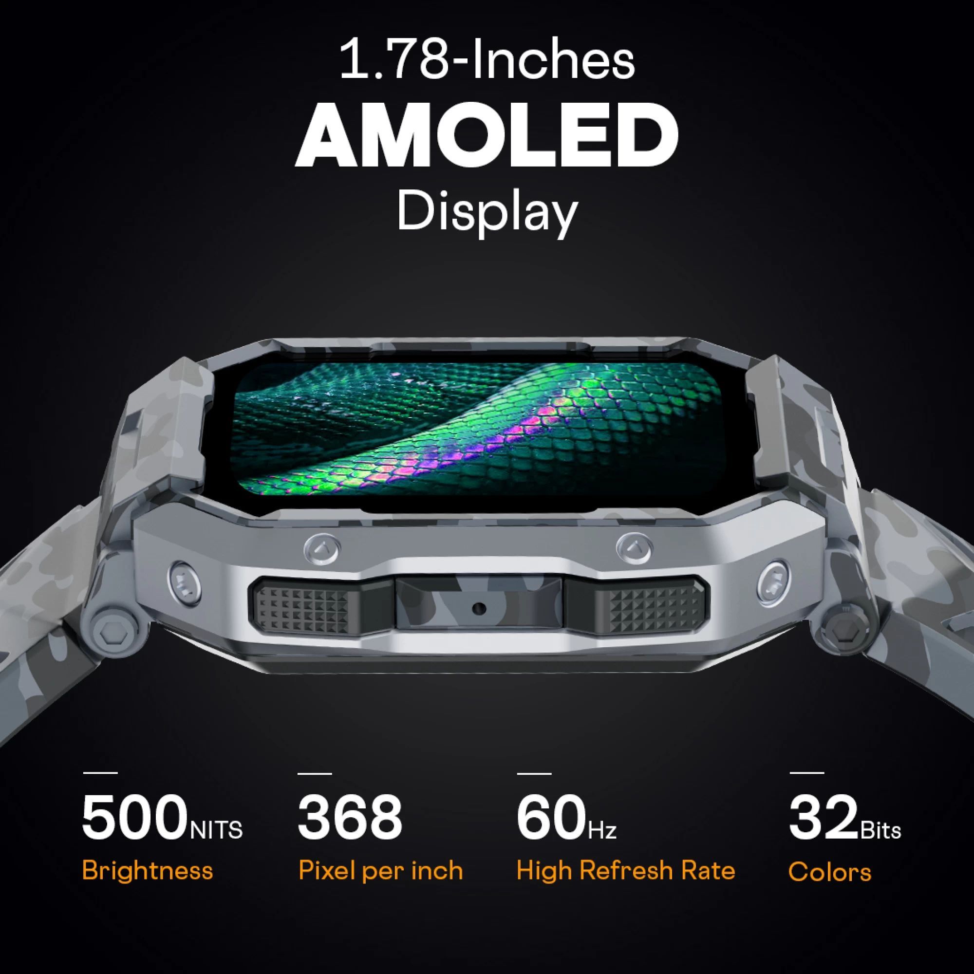 FIRE-BOLTT Cobra Smartwatch with Bluetooth Calling (45.21mm AMOLED Display, IP68 Water Resistant, Camo Black Strap)_14