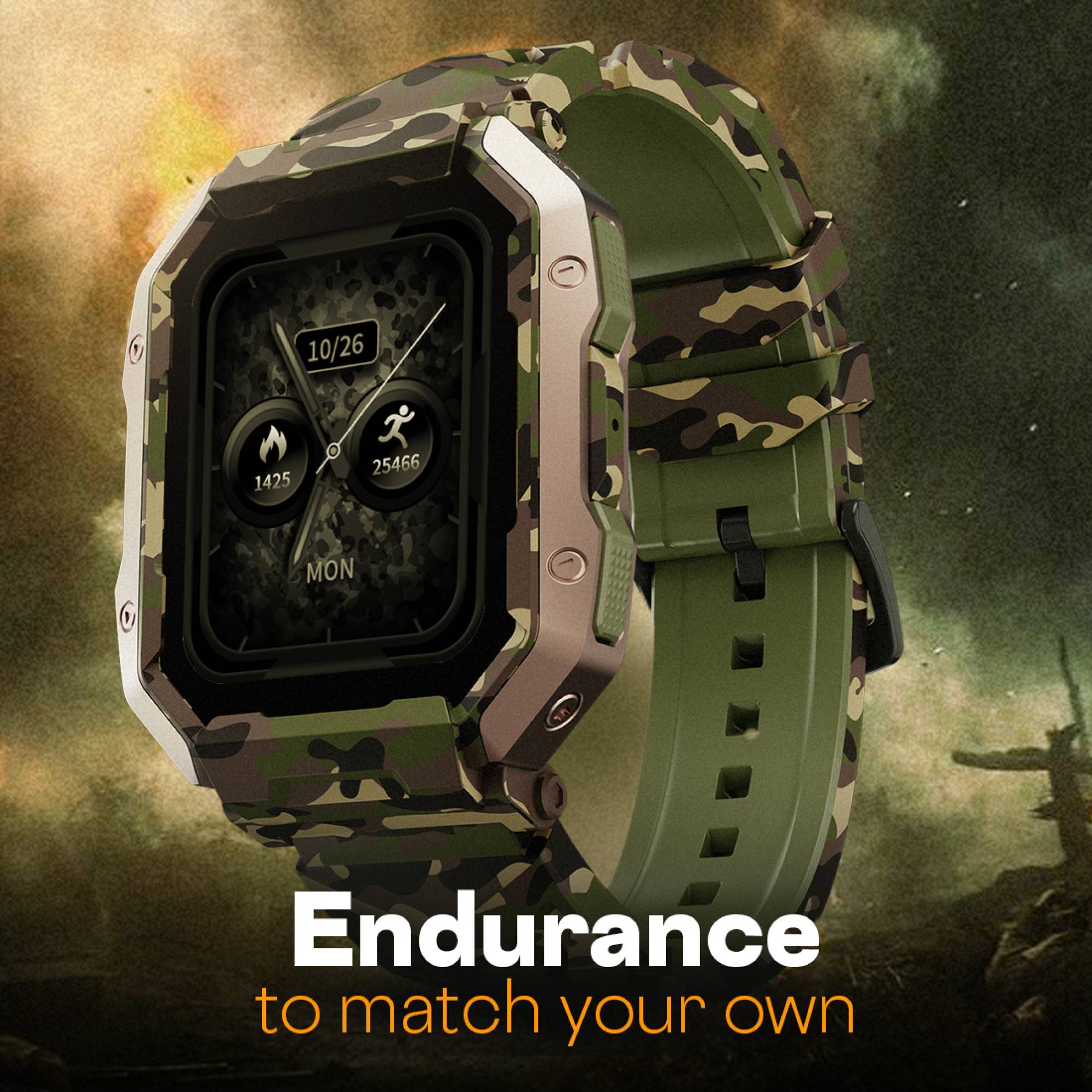 FIRE-BOLTT Cobra Smartwatch with Bluetooth Calling (45.21mm AMOLED Display, IP68 Water Resistant, Camo Green Strap)_5