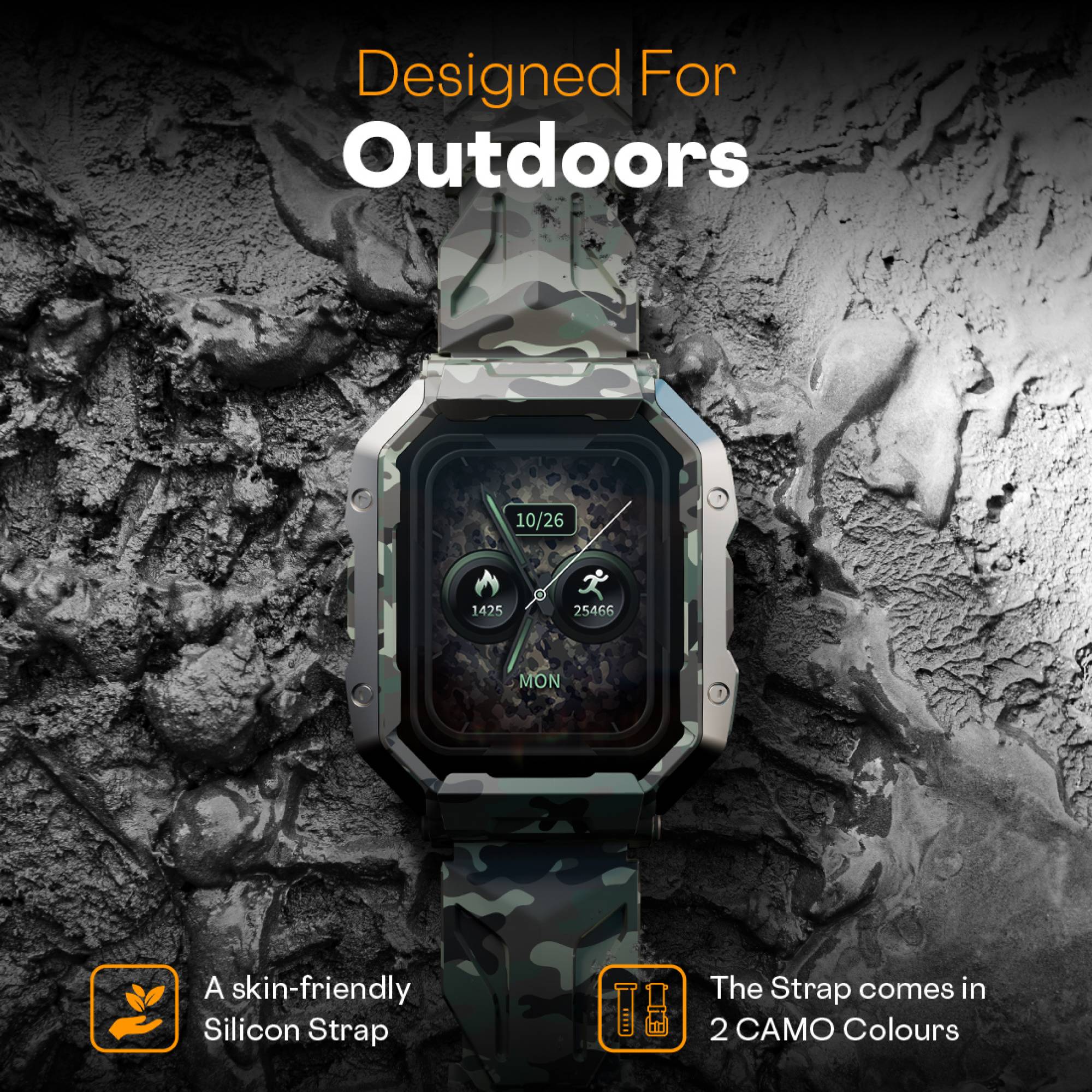 FIRE-BOLTT Cobra Smartwatch with Bluetooth Calling (45.21mm AMOLED Display, IP68 Water Resistant, Camo Green Strap)_6