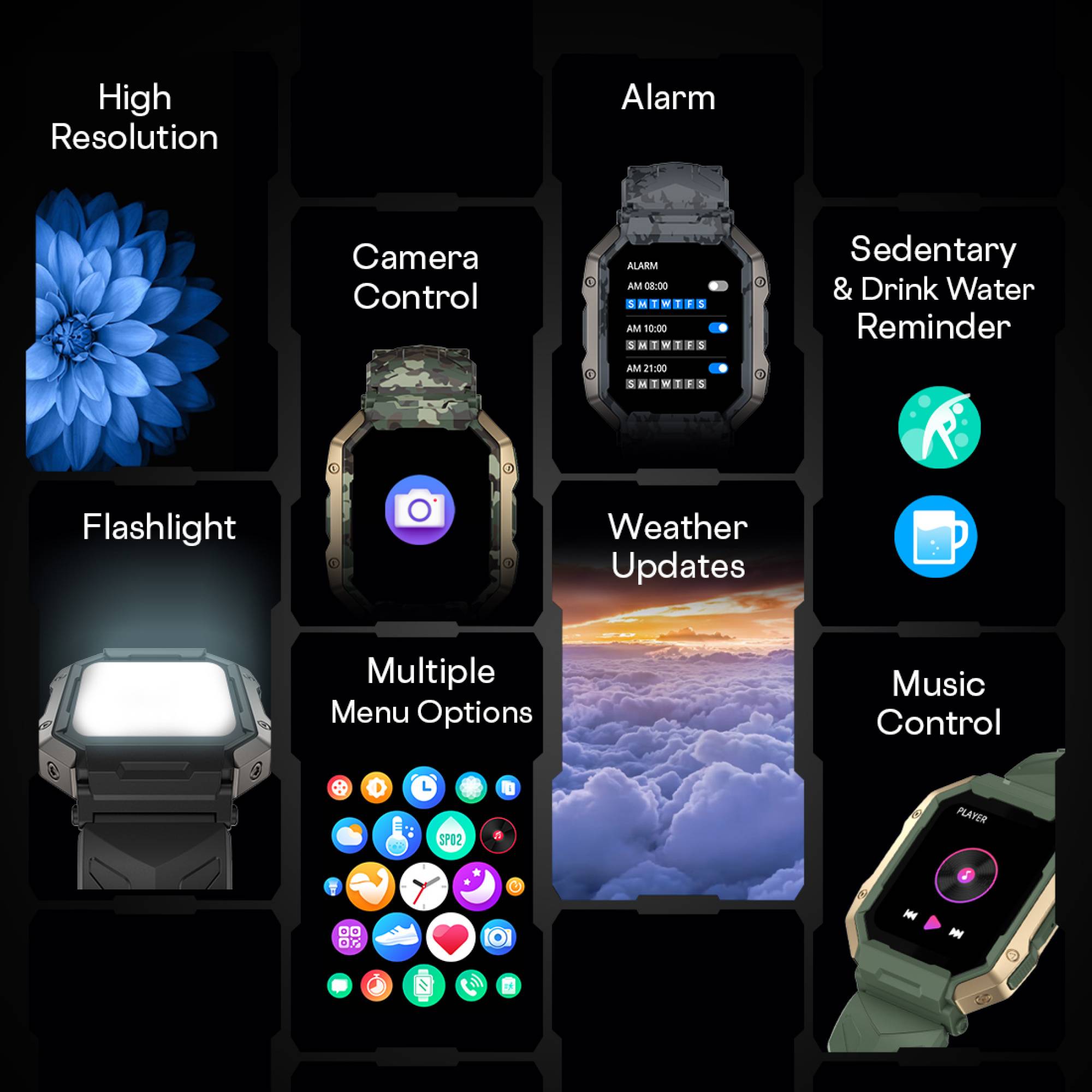 FIRE-BOLTT Cobra Smartwatch with Bluetooth Calling (45.21mm AMOLED Display, IP68 Water Resistant, Camo Green Strap)_11