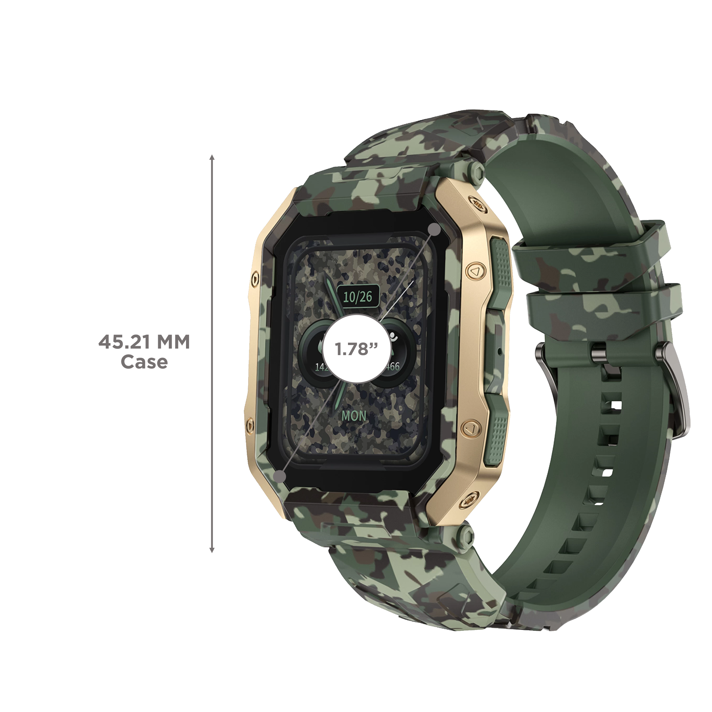 FIRE-BOLTT Cobra Smartwatch with Bluetooth Calling (45.21mm AMOLED Display, IP68 Water Resistant, Camo Green Strap)_3