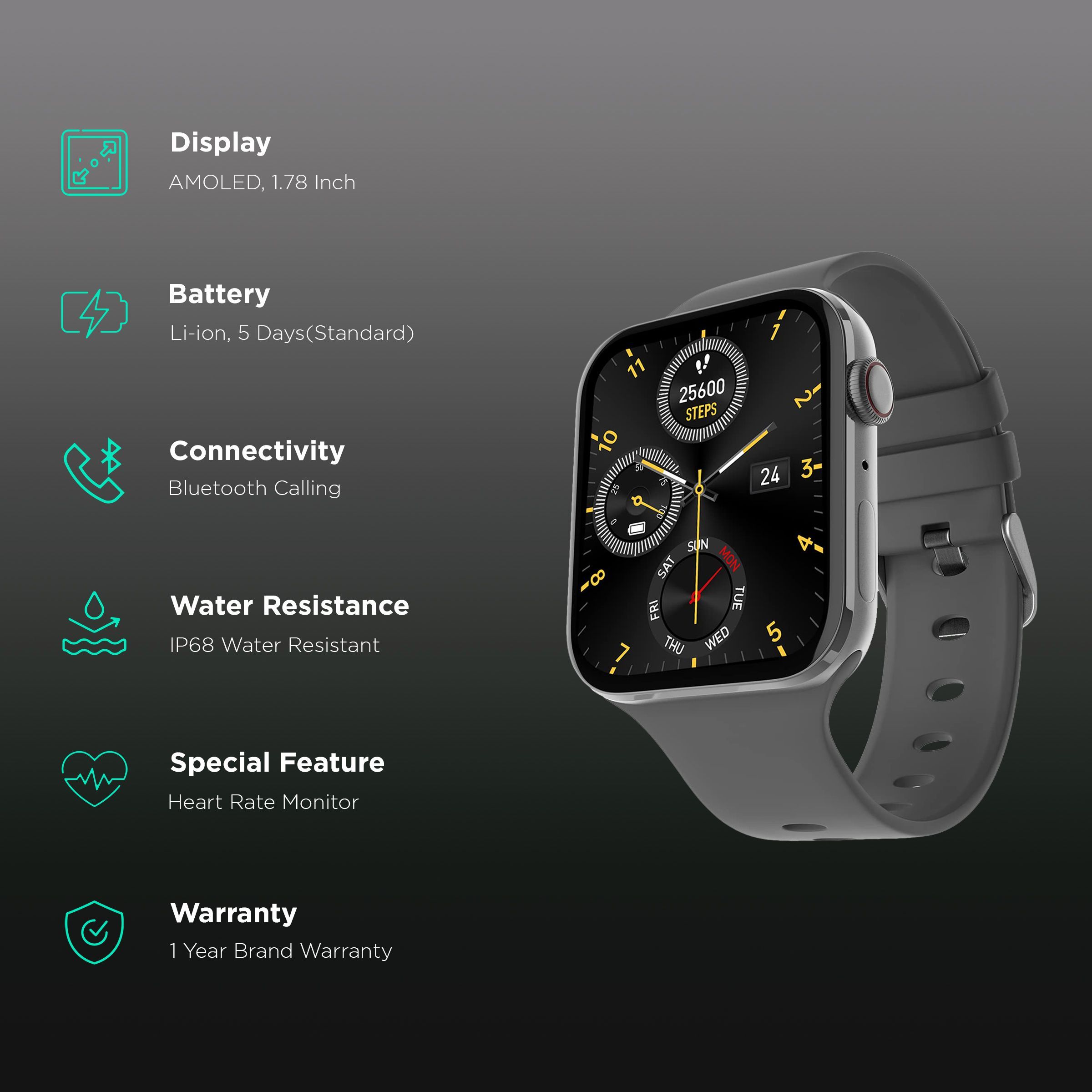 FIRE-BOLTT Visionary Smartwatch with Bluetooth Calling (45mm AMOLED Display, IP68 Water Resistant, Dark Grey Strap) FIRE-BOLTT Visionary Smartwatch with Bluetooth Calling (45mm AMOLED Display, IP68 Water Resistant, Dark Grey Strap)_2