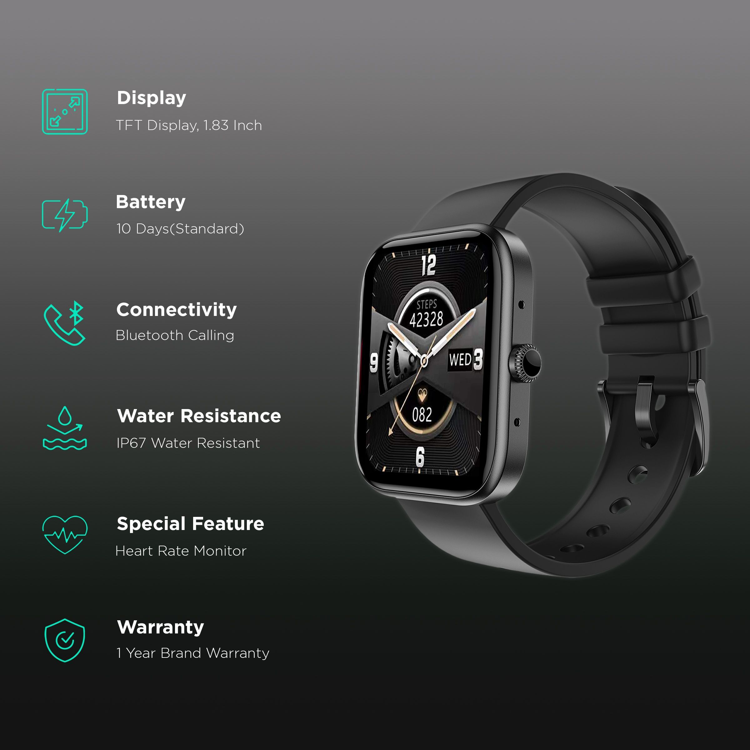 FIRE-BOLTT Ninja Call 2 Plus Smartwatch with Bluetooth Calling (46.48mm TFT Display, IP67 Water Resistant, Black Strap)_2