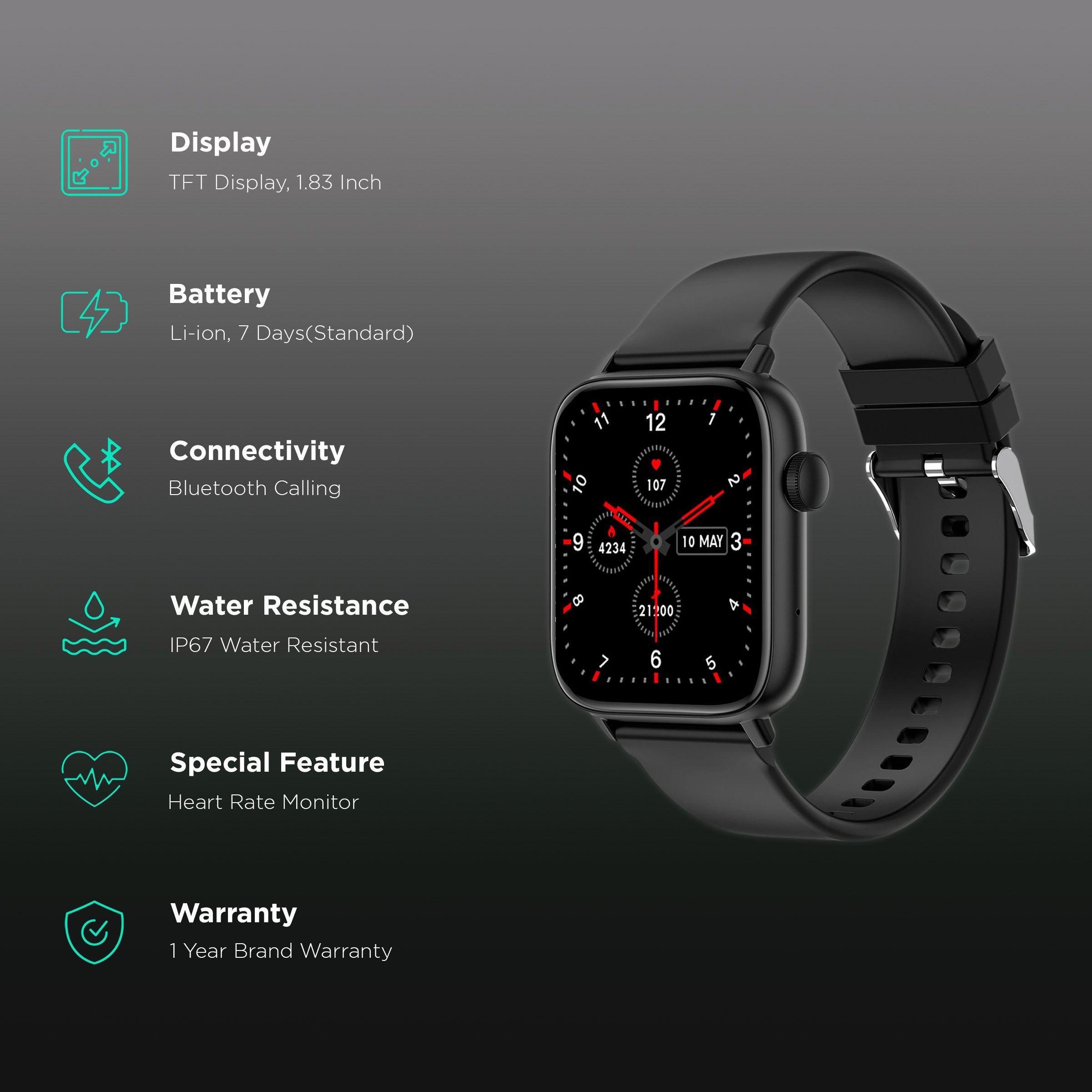 FIRE-BOLTT Hercules BSW058 Smartwatch with Bluetooth Calling (46.5mm IPS TFT Display, IP67 Water Resistant, Black Strap) FIRE-BOLTT Hercules BSW058 Smartwatch with Bluetooth Calling (46.5mm IPS TFT Display, IP67 Water Resistant, Black Strap)_2