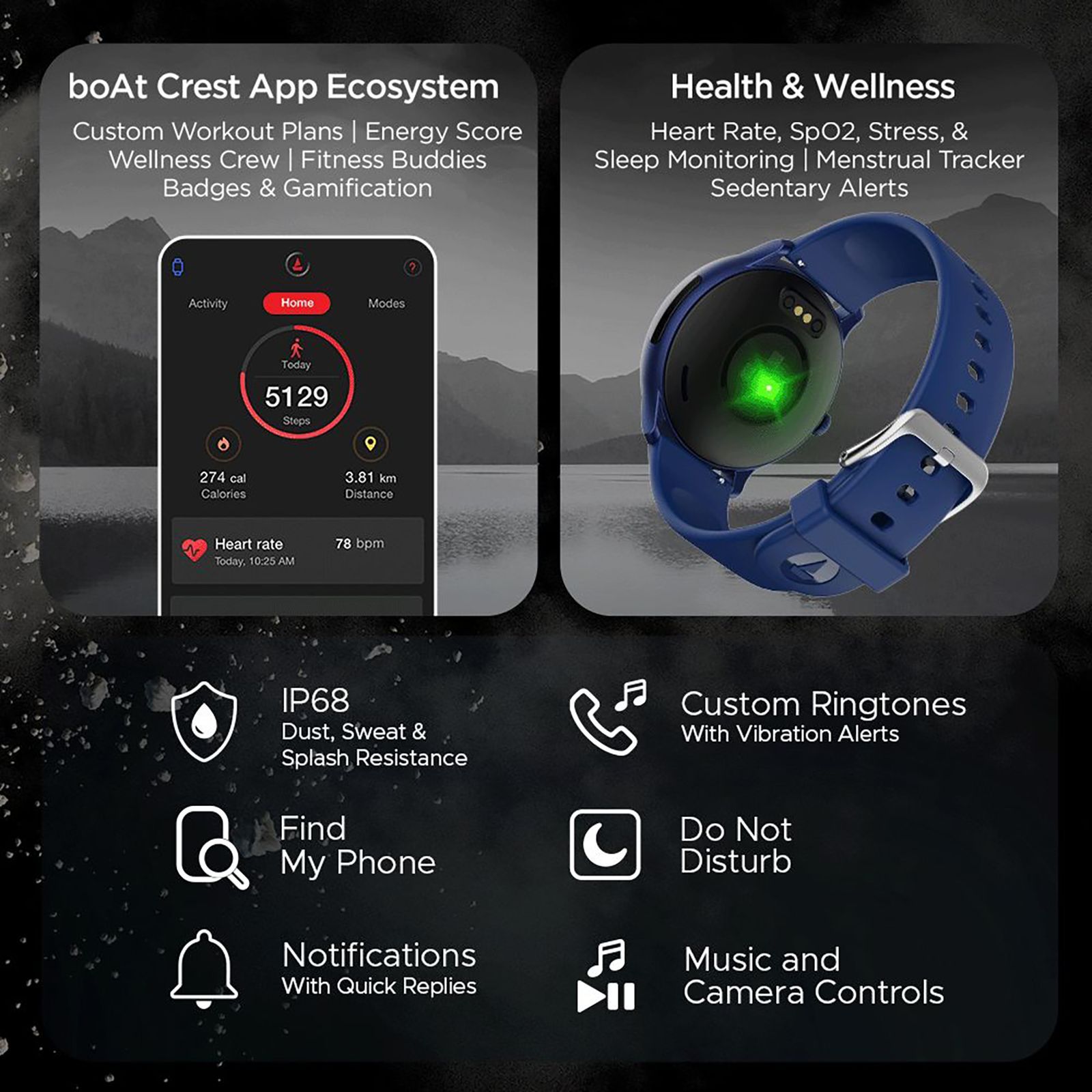 boAt Wave Primia Talk Smartwatch with Bluetooth Calling (35.3mm AMOLED Display, IP68 Water Resistant, Cool Blue Strap)_8