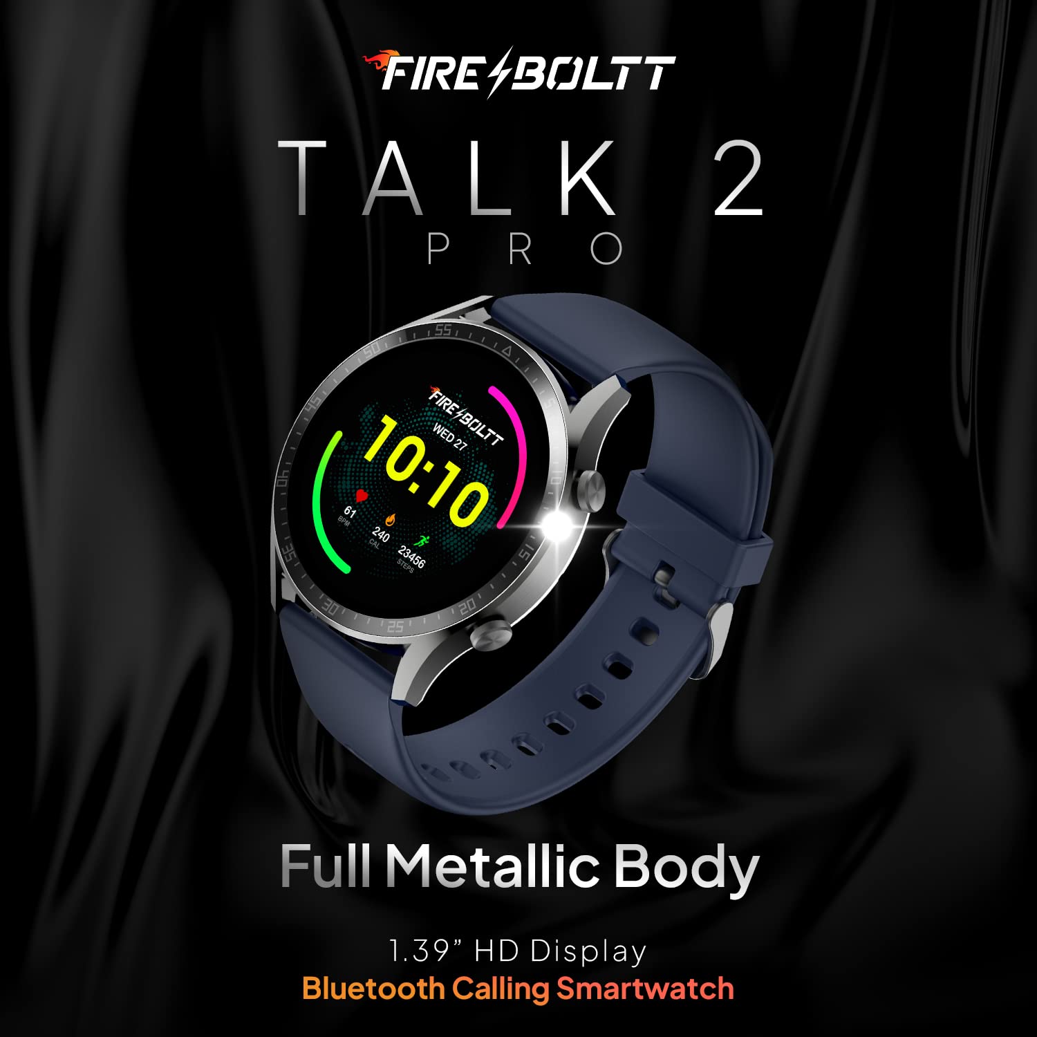 FIRE-BOLTT Talk 2 Pro Smartwatch with Bluetooth Calling (35.3mm TFT LCD Display, IP68 Water Resistant, Navy Blue Strap)_8