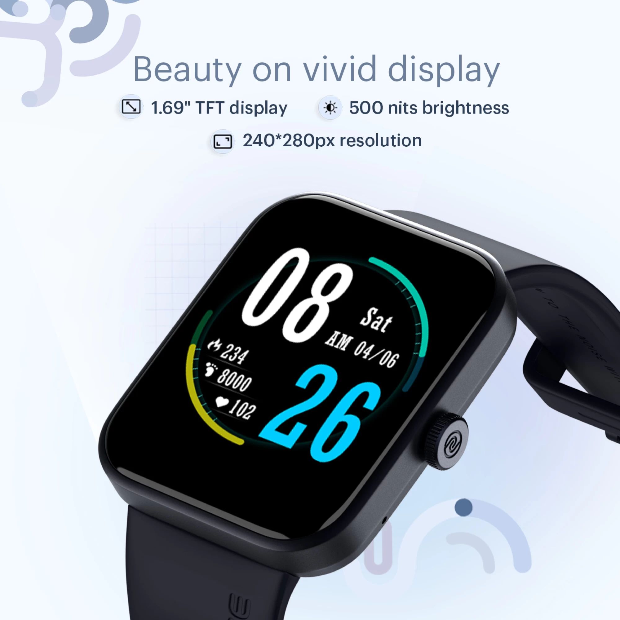 noise ColorFit Caliber Buzz Smartwatch with Bluetooth Calling (42.9mm TFT Display, IP68 Water Resistant, Midnight Blue Strap)_10