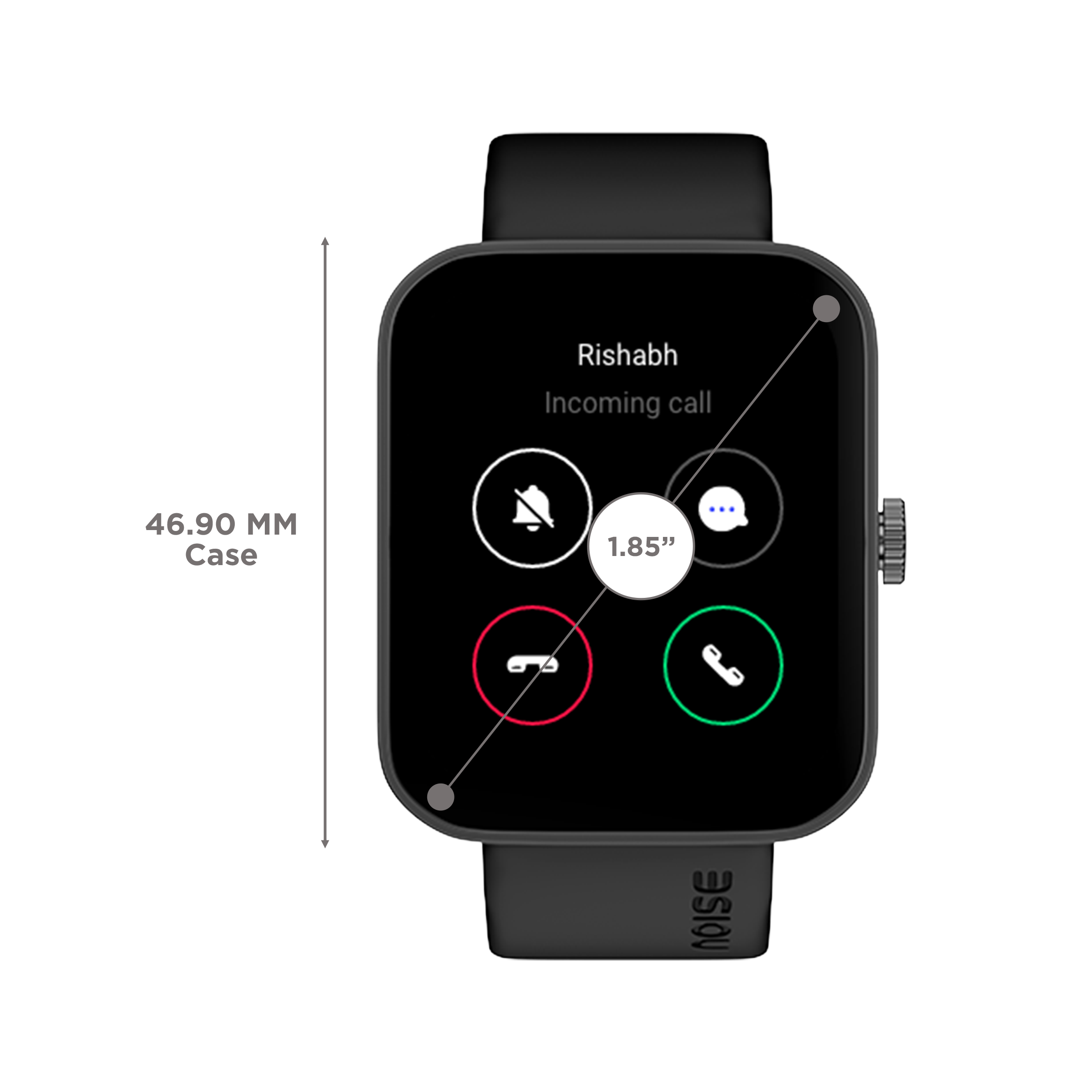 noise ColorFit Caliber 2 Buzz Smartwatch with Bluetooth Calling (46.9mm TFT LCD Display, IP68 Water Resistant, Jet Black Strap)_3