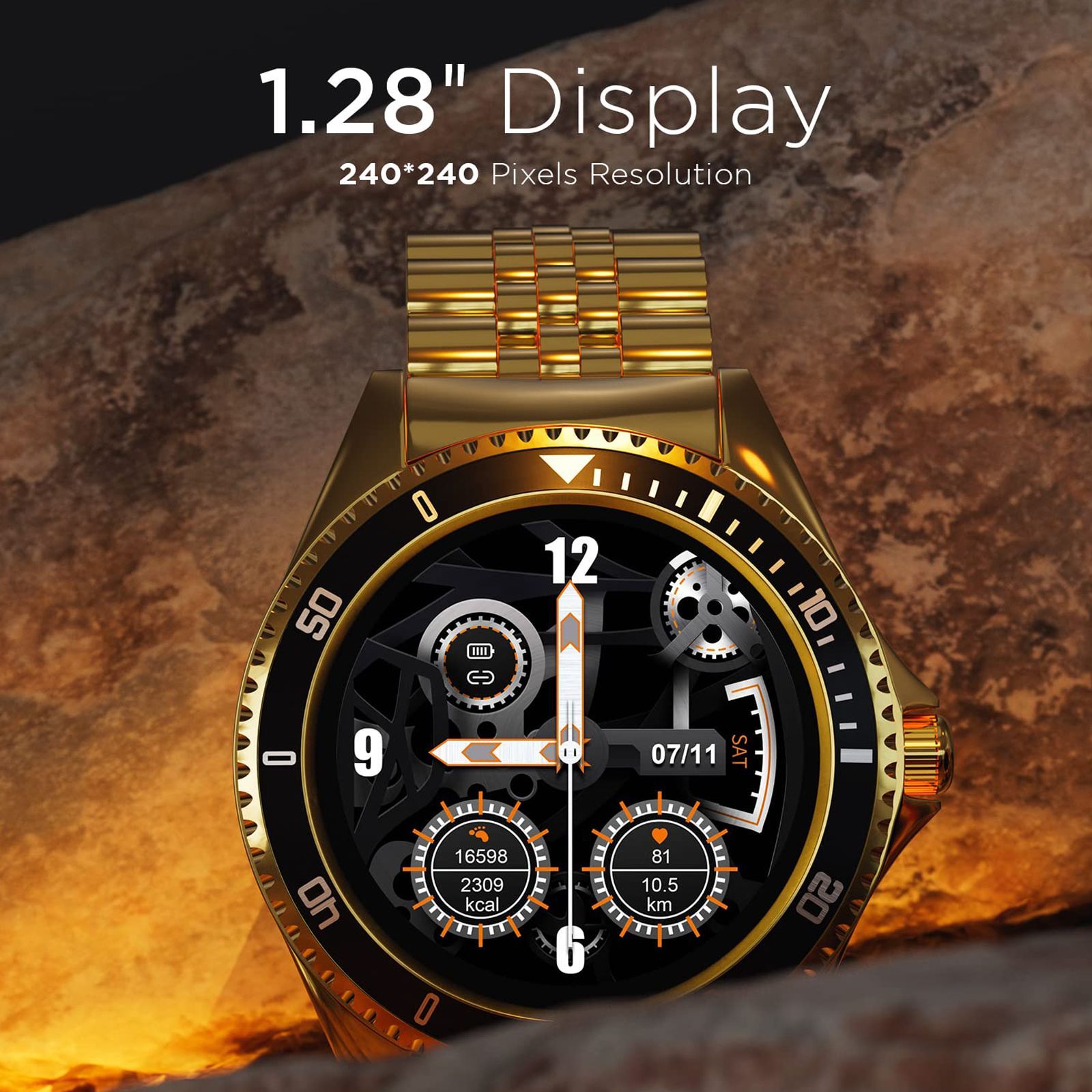Fire-Boltt Quantum Smartwatch with Bluetooth Calling (32.5mm HD Display, IP67 Water Resistant, Raven Gold Strap)_11