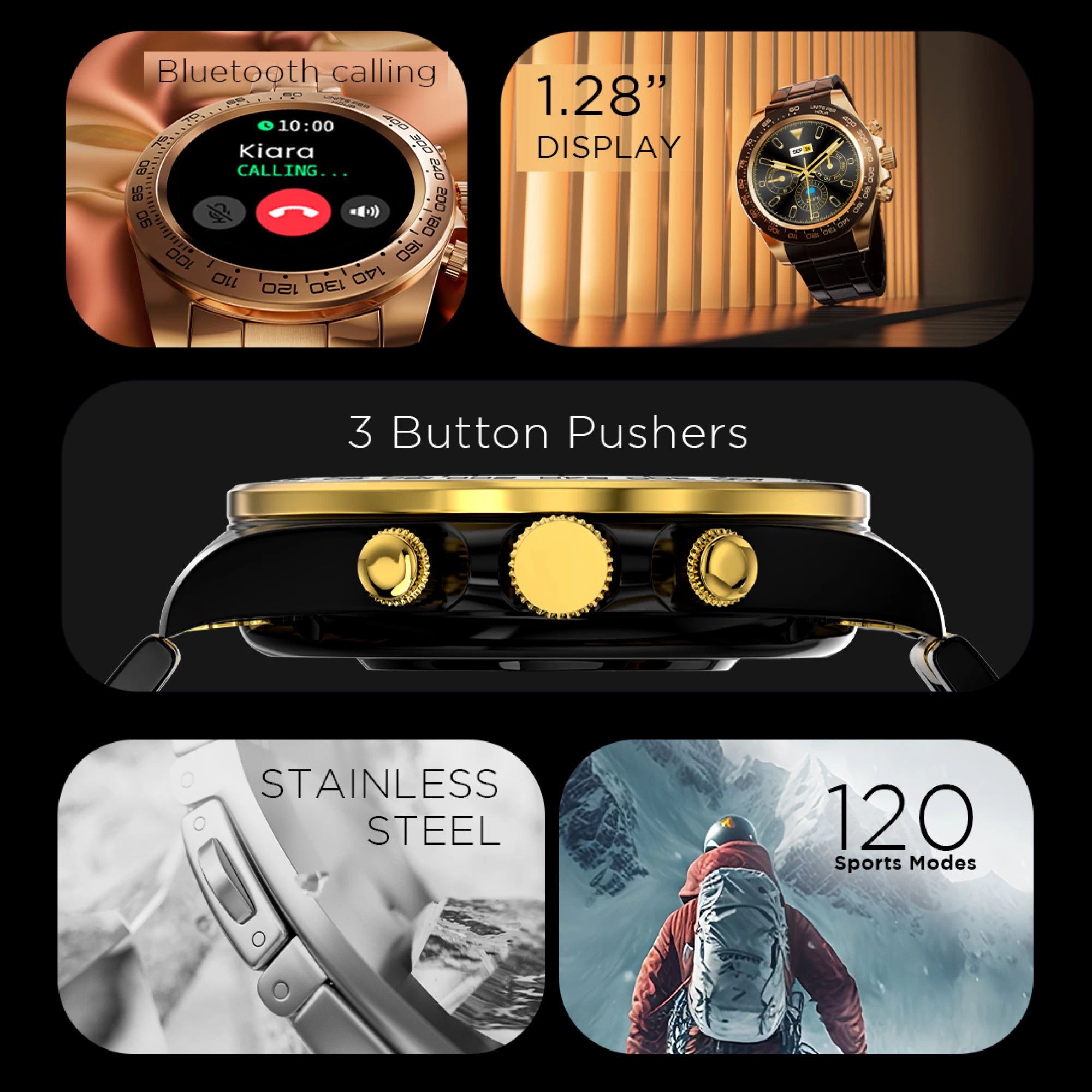 Fire-Boltt Blizzard Smartwatch with Bluetooth Calling (32.5mm HD Display, IP67 Water Resistant, Gold Black Strap)_7