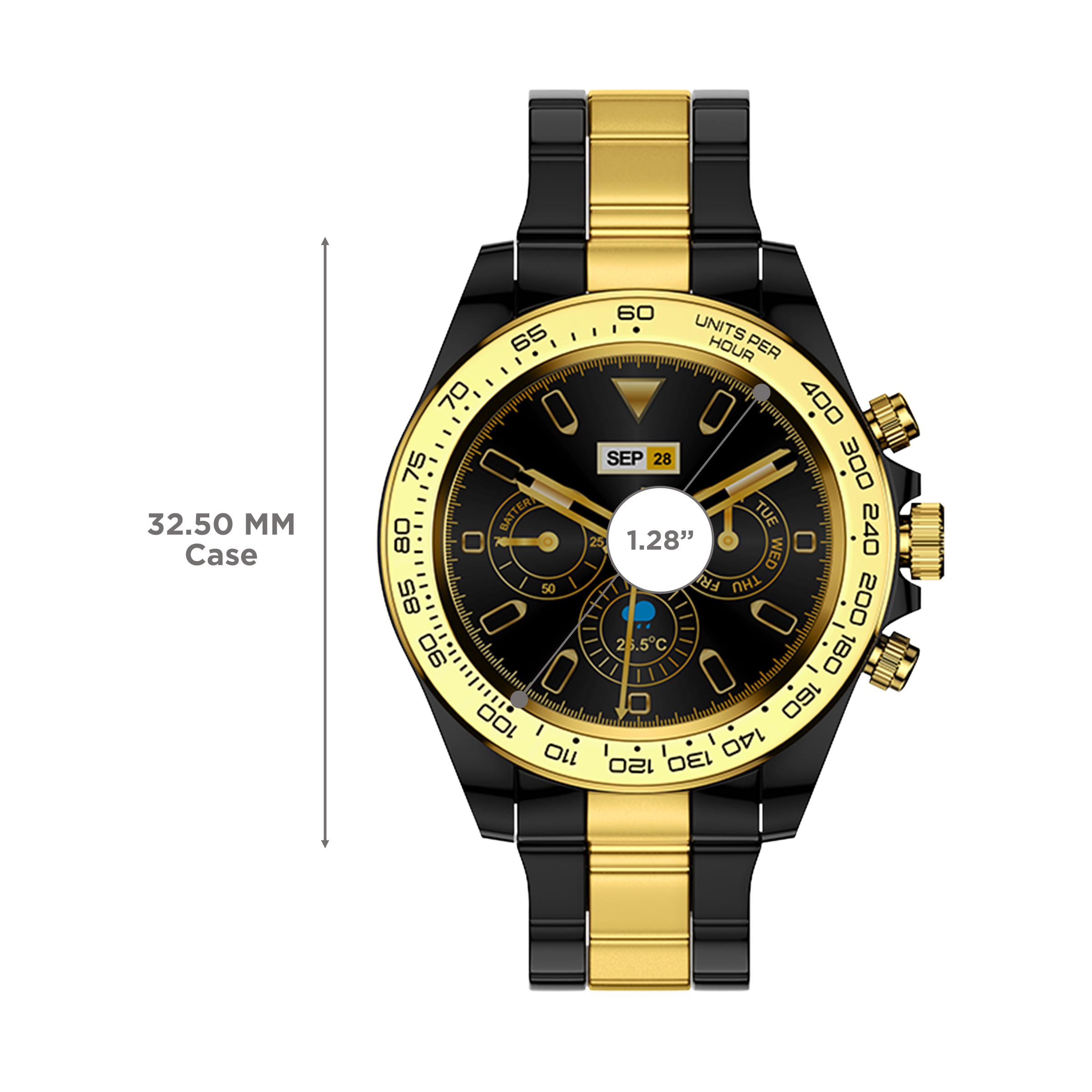 Fire-Boltt Blizzard Smartwatch with Bluetooth Calling (32.5mm HD Display, IP67 Water Resistant, Gold Black Strap)_3