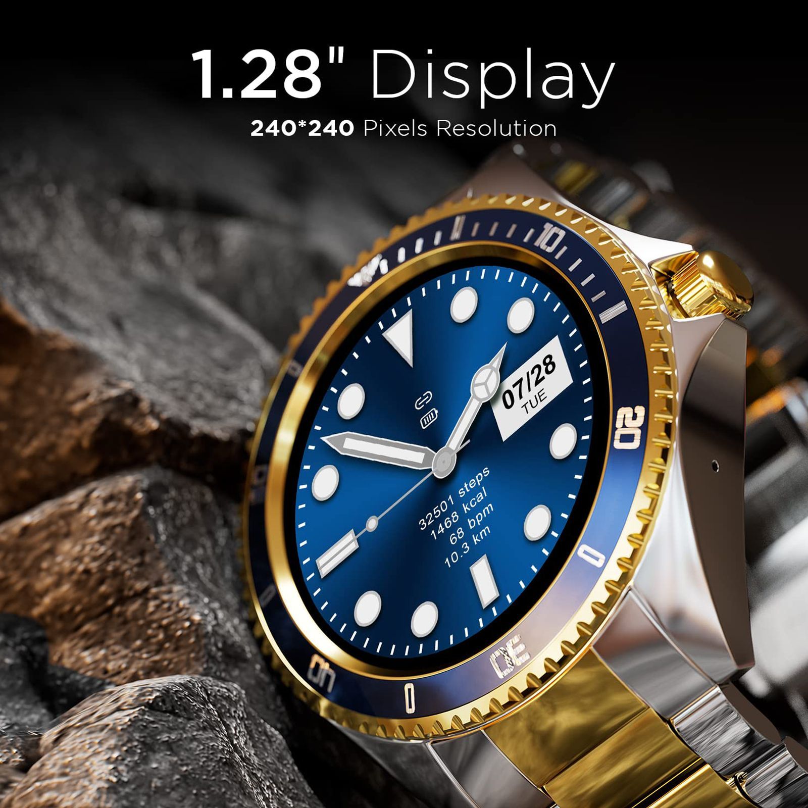 Fire-Boltt Quantum Smartwatch with Bluetooth Calling (32.5mm HD Display, IP67 Water Resistant, Sapphire Gold Strap)_9