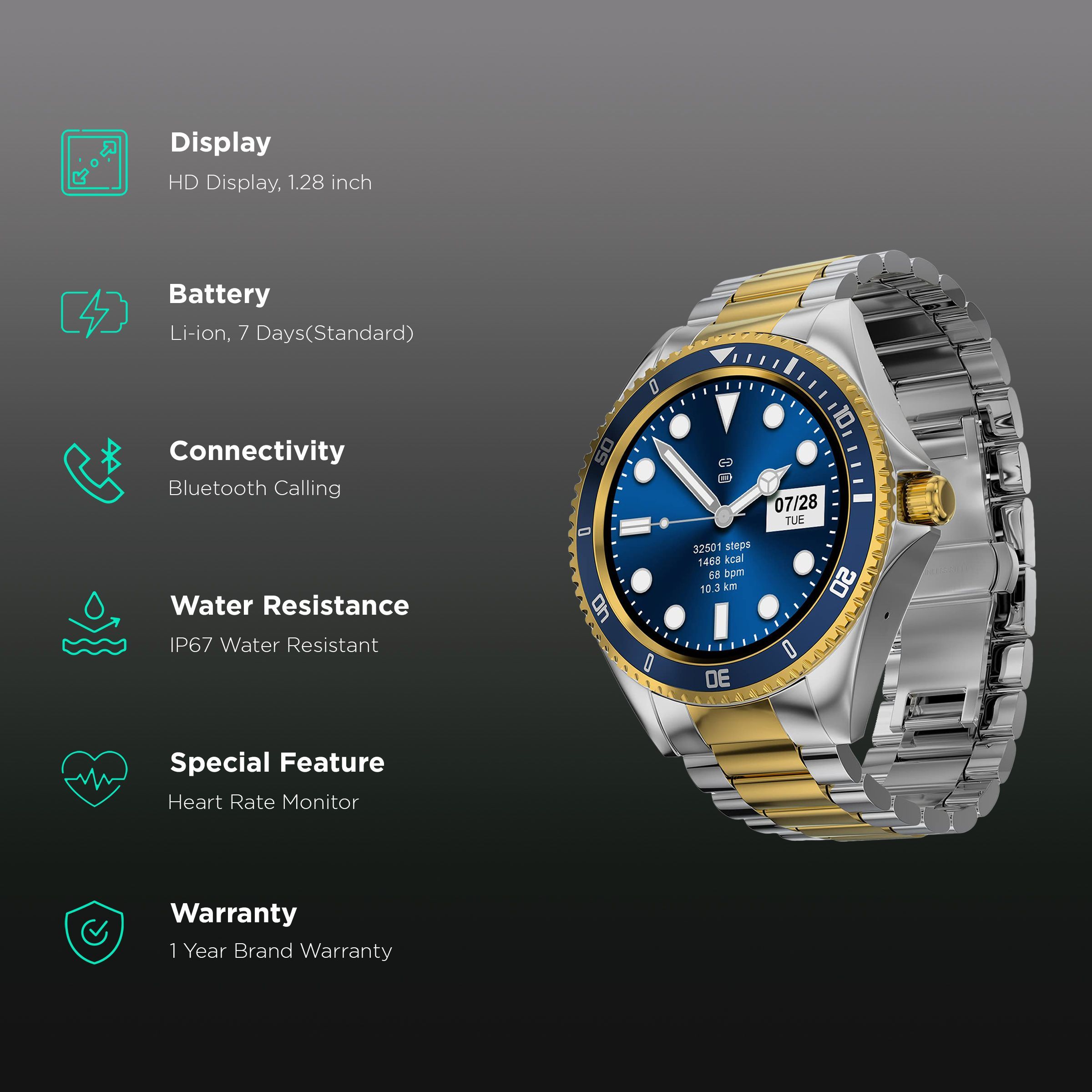Fire-Boltt Quantum Smartwatch with Bluetooth Calling (32.5mm HD Display, IP67 Water Resistant, Sapphire Gold Strap)_2