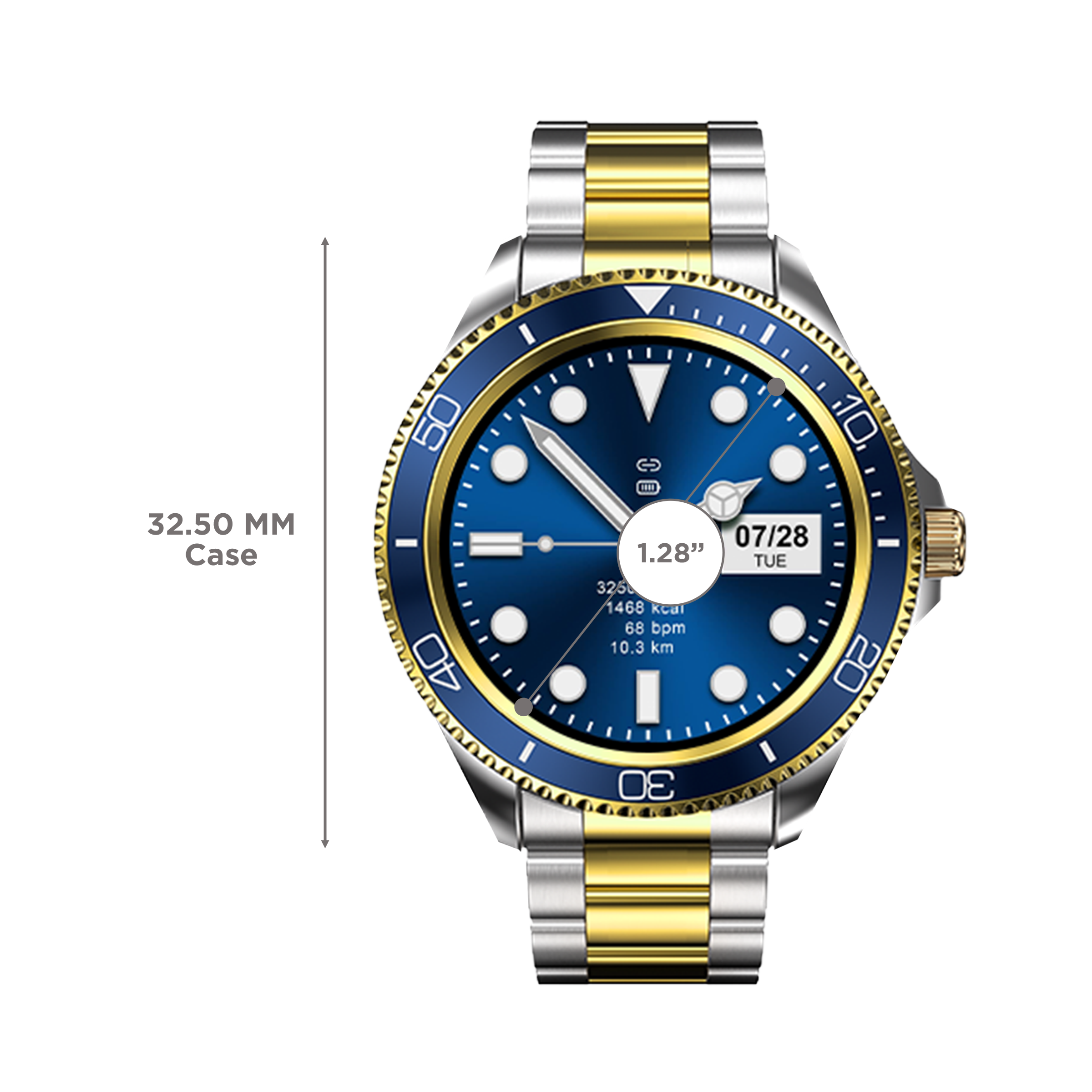 Fire-Boltt Quantum Smartwatch with Bluetooth Calling (32.5mm HD Display, IP67 Water Resistant, Sapphire Gold Strap)_3