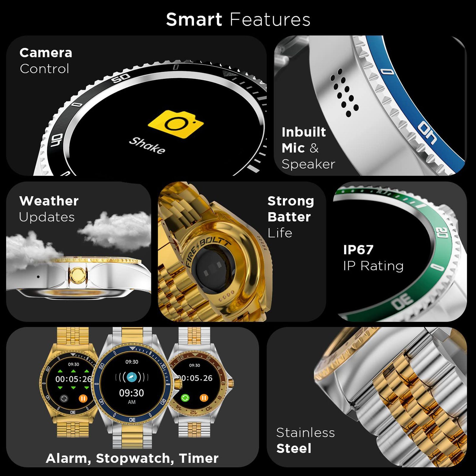 Fire-Boltt Quantum Smartwatch with Bluetooth Calling (32.5mm HD Display, IP67 Water Resistant, Mocha Gold Strap)_5