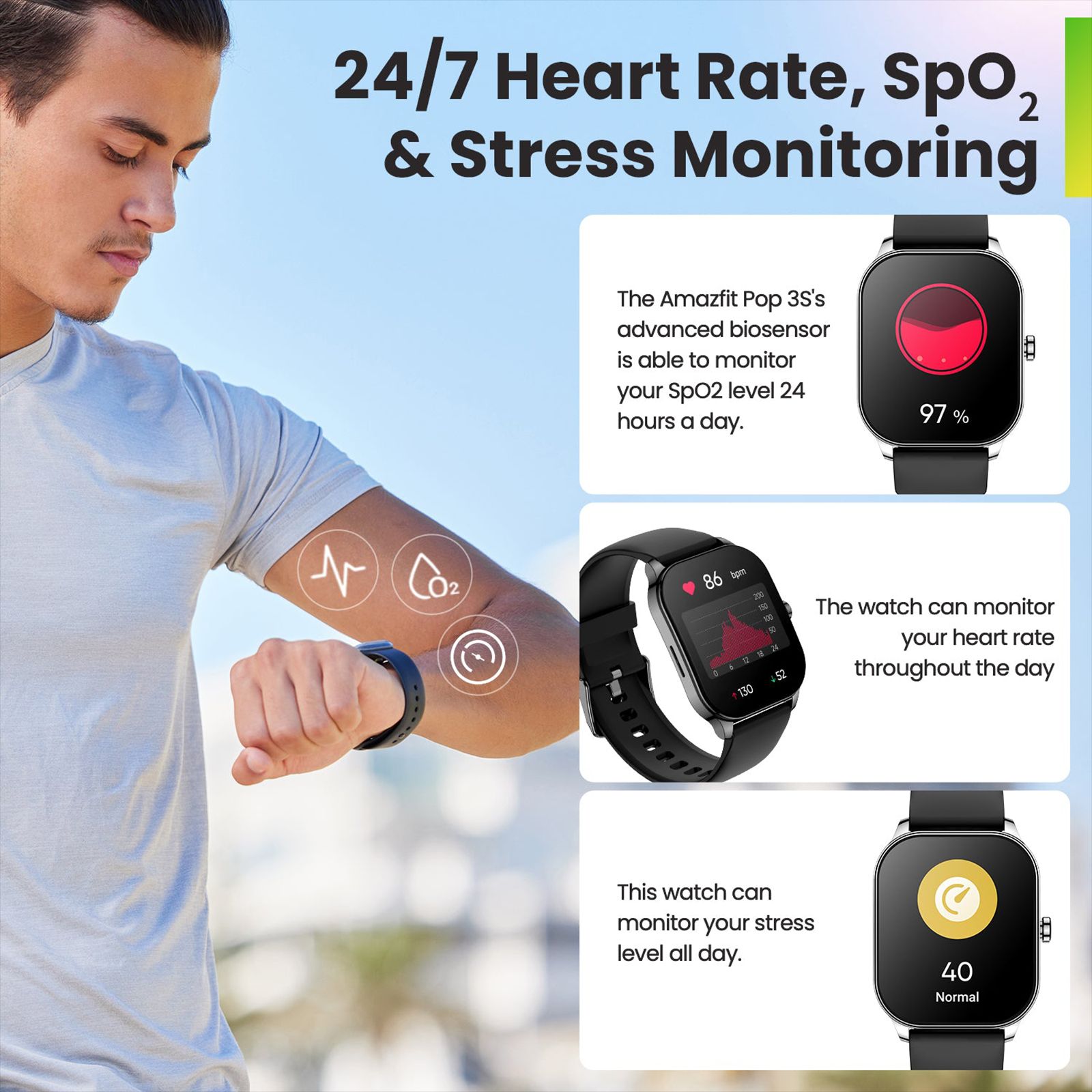 amazfit Pop 3S Smartwatch with Bluetooth Calling (49.7mm AMOLED Display, IP68 Water Resistant, Black Strap)_10