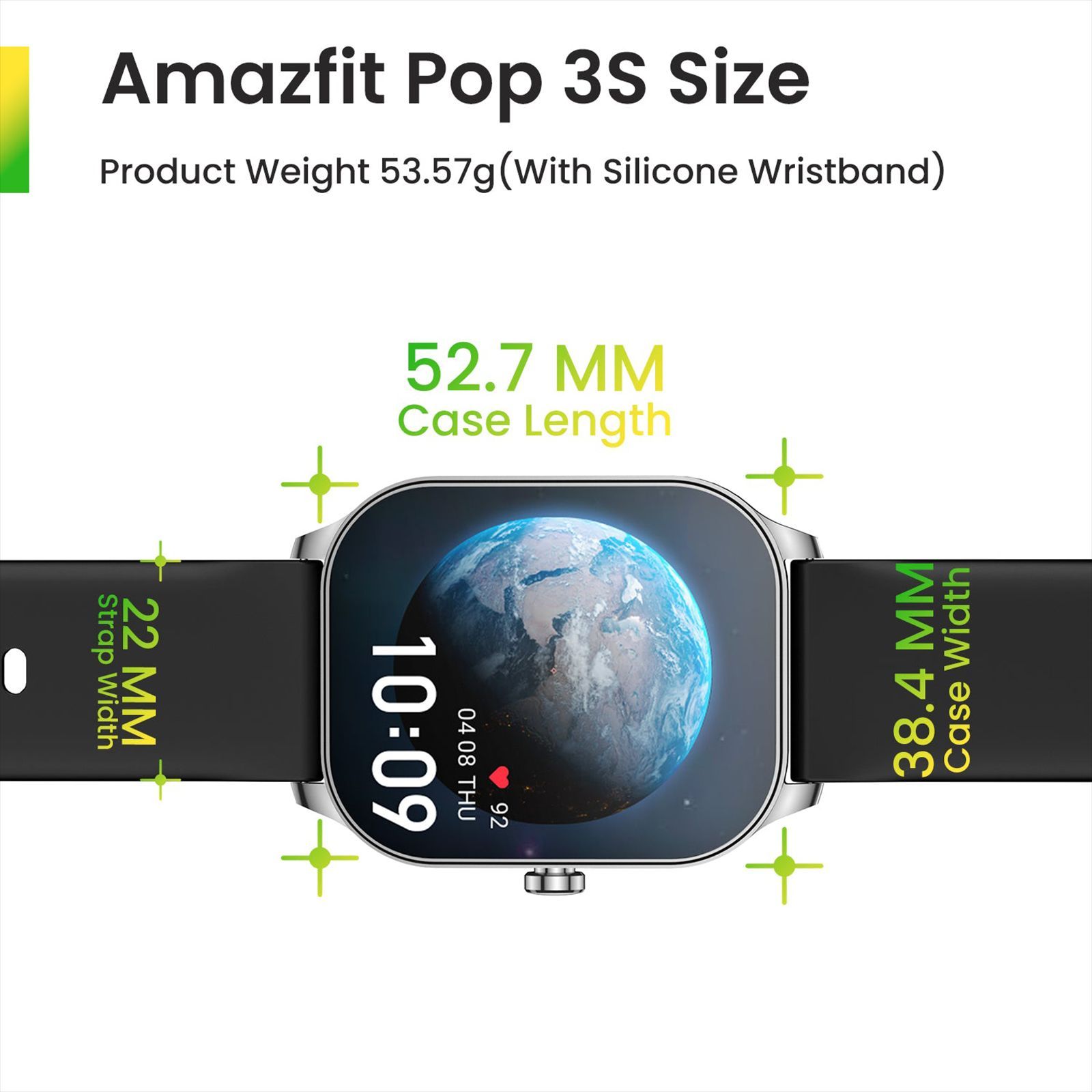 amazfit Pop 3S Smartwatch with Bluetooth Calling (49.7mm AMOLED Display, IP68 Water Resistant, Metallic Silver Strap)_7