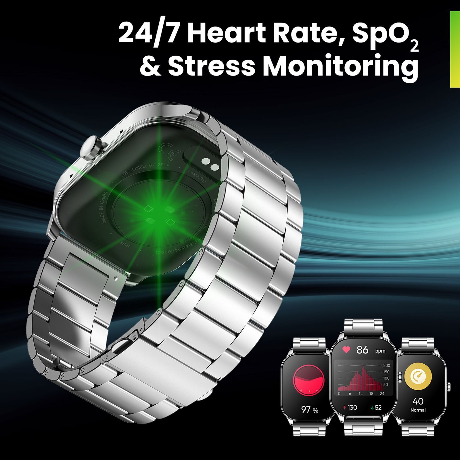 amazfit Pop 3S Smartwatch with Bluetooth Calling (49.7mm AMOLED Display, IP68 Water Resistant, Metallic Silver Strap)_11