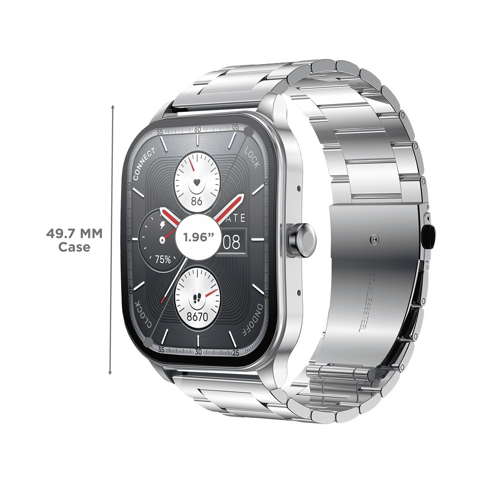 amazfit Pop 3S Smartwatch with Bluetooth Calling (49.7mm AMOLED Display, IP68 Water Resistant, Metallic Silver Strap)_3
