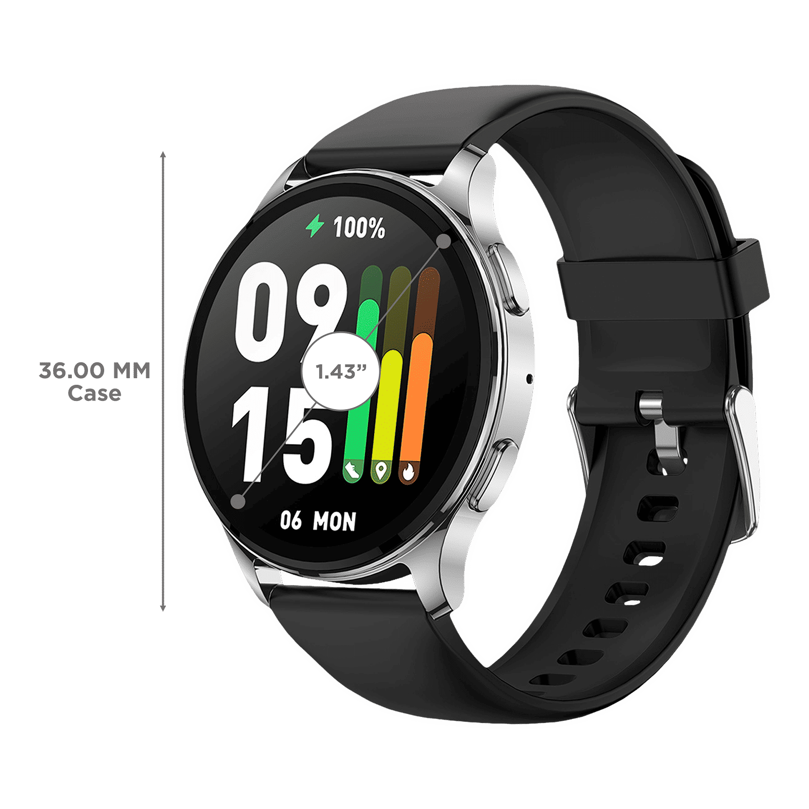 amazfit Pop 3R Smartwatch with Bluetooth Calling (36.32mm AMOLED Display, IP68 Water Resistant, Black Strap)_3