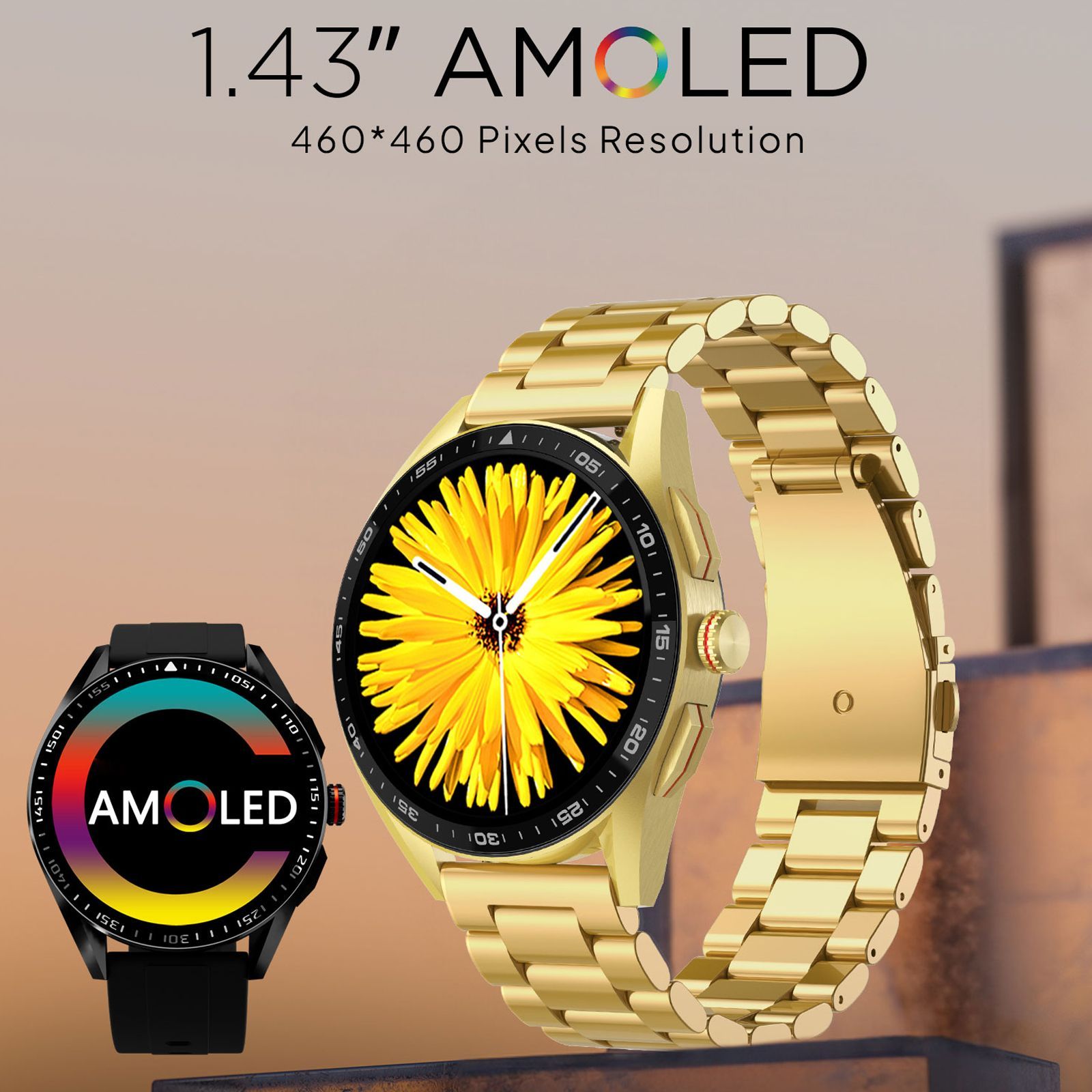 Fire-Boltt Invincible Plus Smartwatch with Bluetooth Calling (36.32mm AMOLED Display, IP67 Water Resistant, Gold Strap)_10