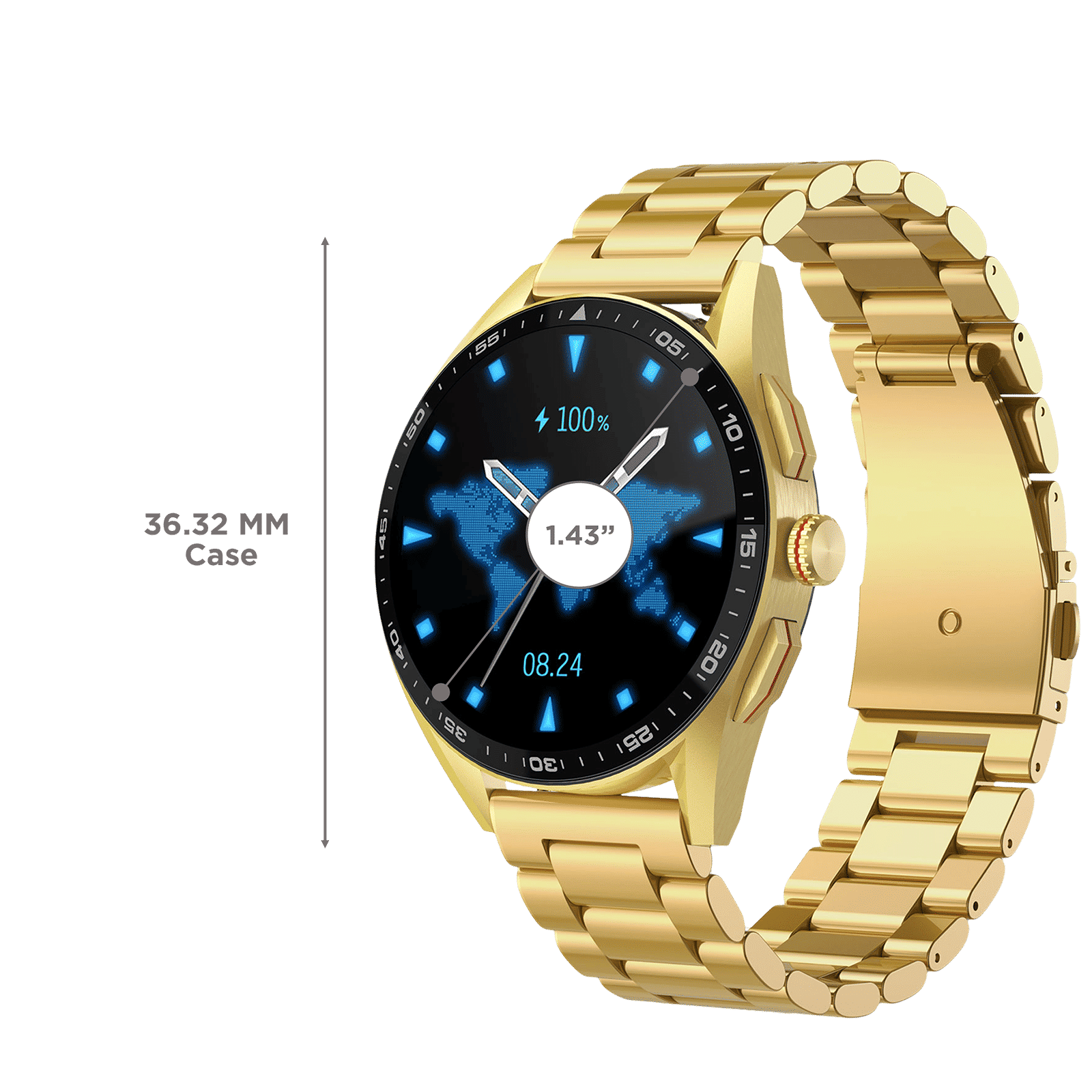 Fire-Boltt Invincible Plus Smartwatch with Bluetooth Calling (36.32mm AMOLED Display, IP67 Water Resistant, Gold Strap)_3