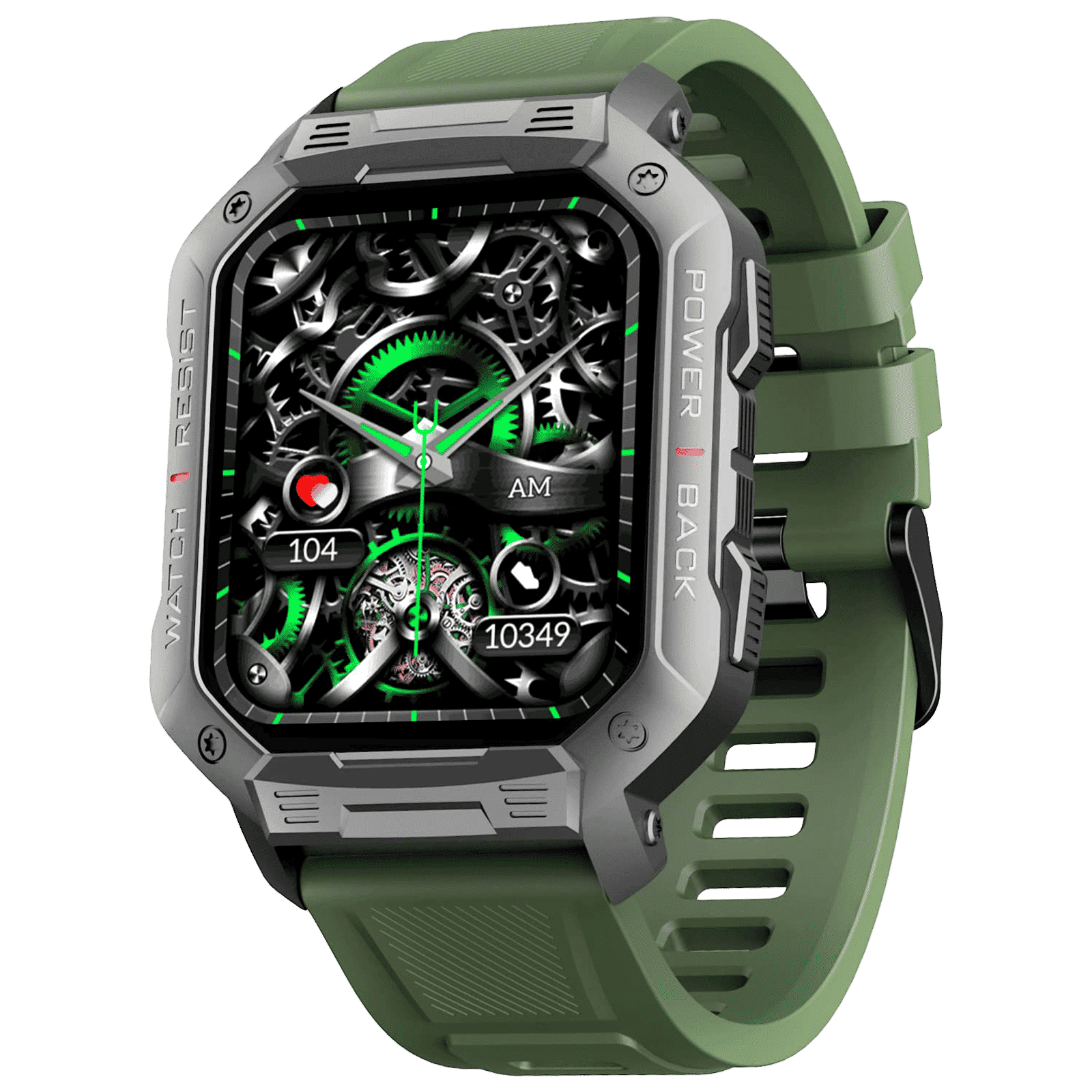 boAt Wave Armour Smartwatch with Bluetooth Calling (46.4mm HD Display, IP68 Sweat Resistant, Olive Green Strap)_1