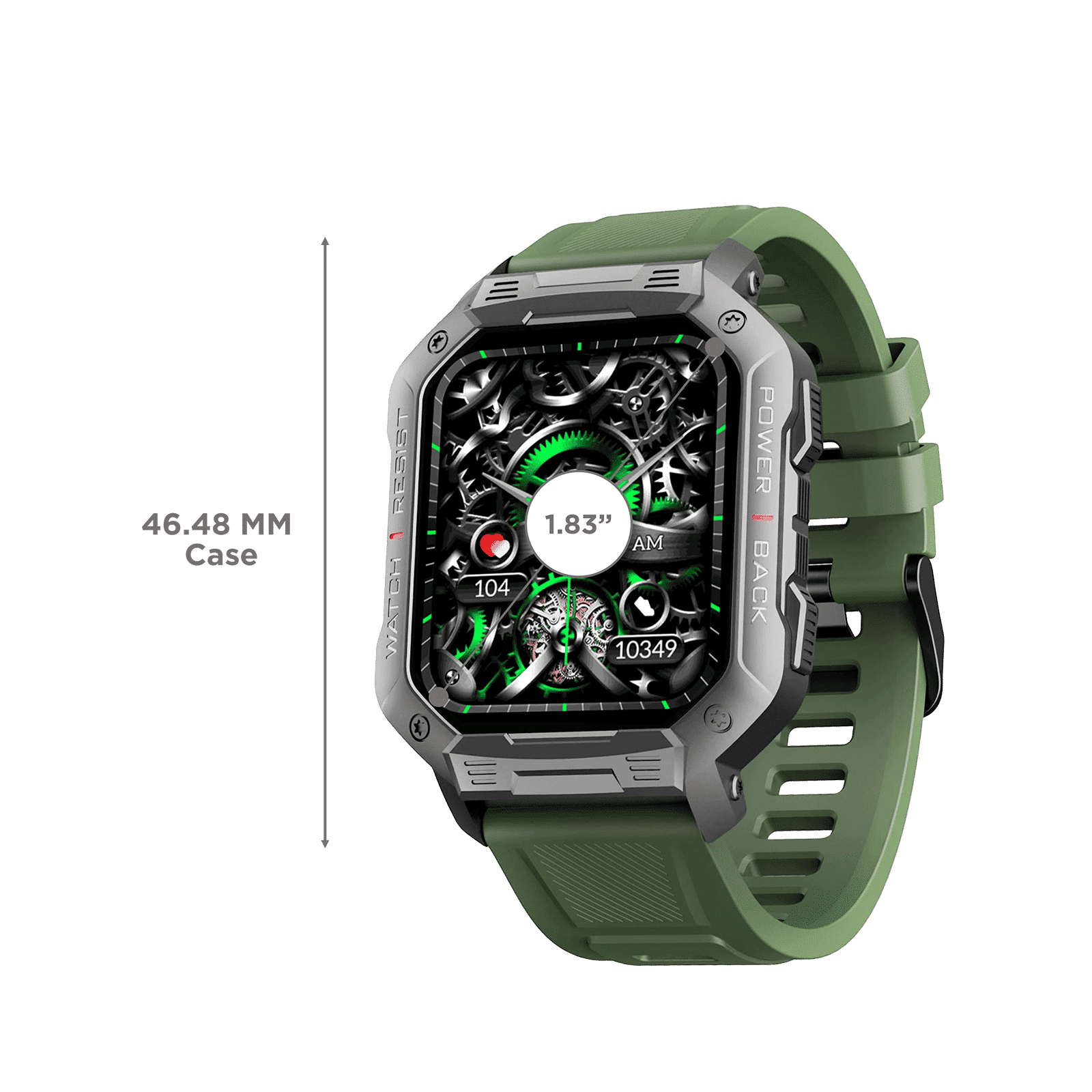 boAt Wave Armour Smartwatch with Bluetooth Calling (46.4mm HD Display, IP68 Sweat Resistant, Olive Green Strap)_3