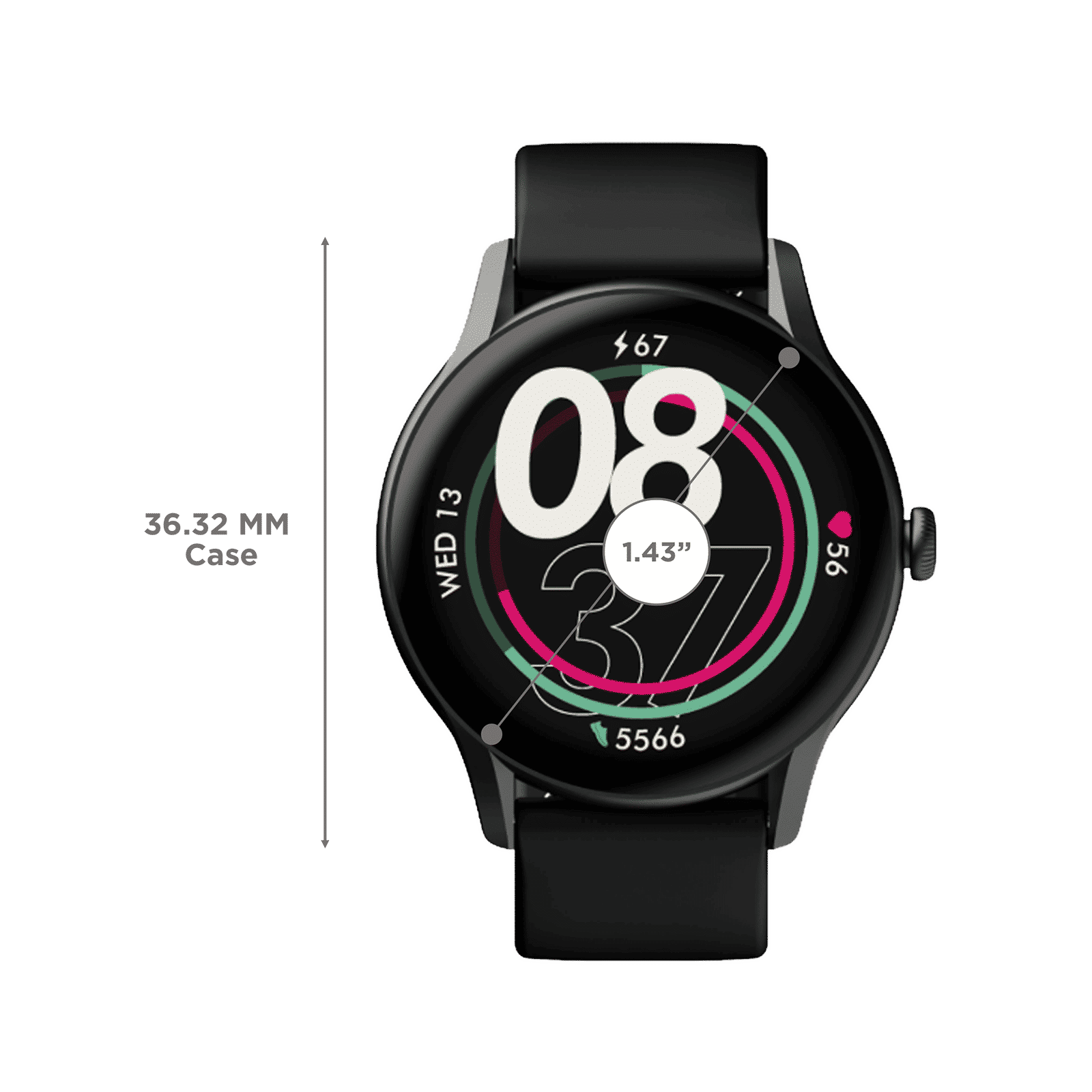 boAt Primia Ace Smartwatch with Bluetooth Calling (36.32 AMOLED Display, IP68 Water Resistant, Charcoal Black Strap)_3