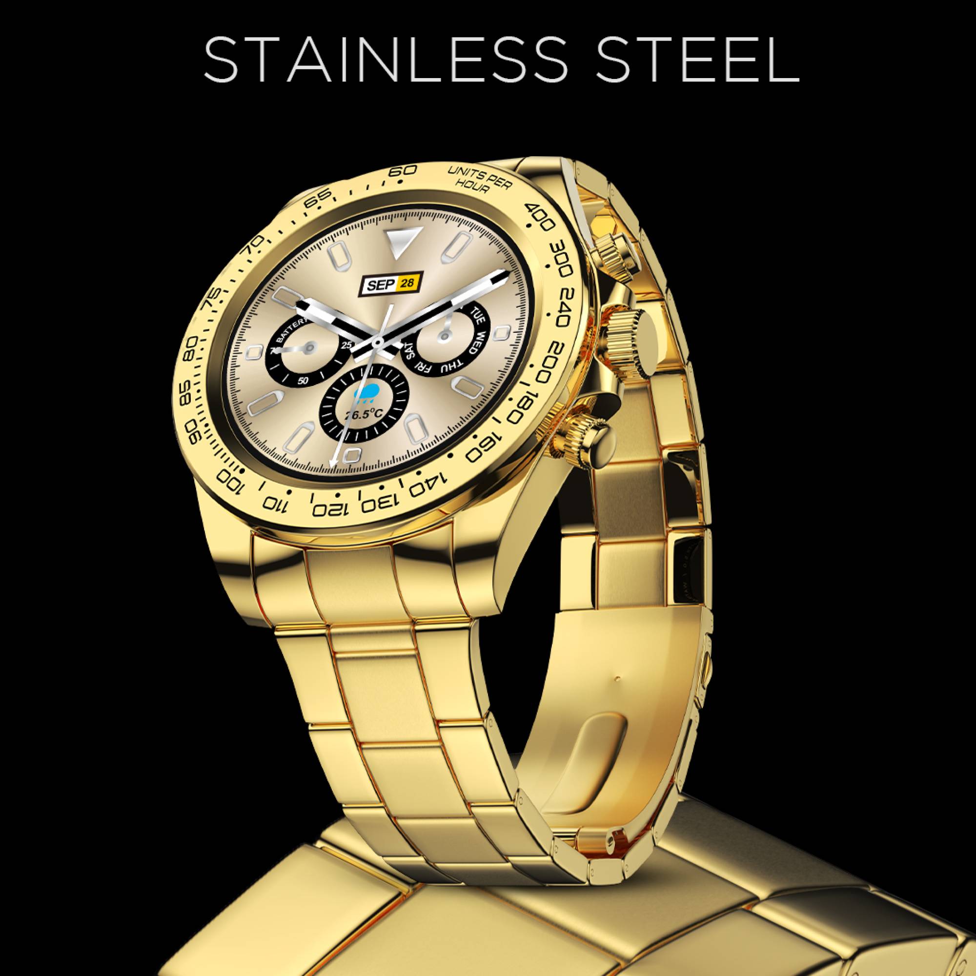 Fire-Boltt Blizzard Smartwatch with Bluetooth Calling (32.51mm HD Display, IP67 Water Resistant, Gold Strap)_7