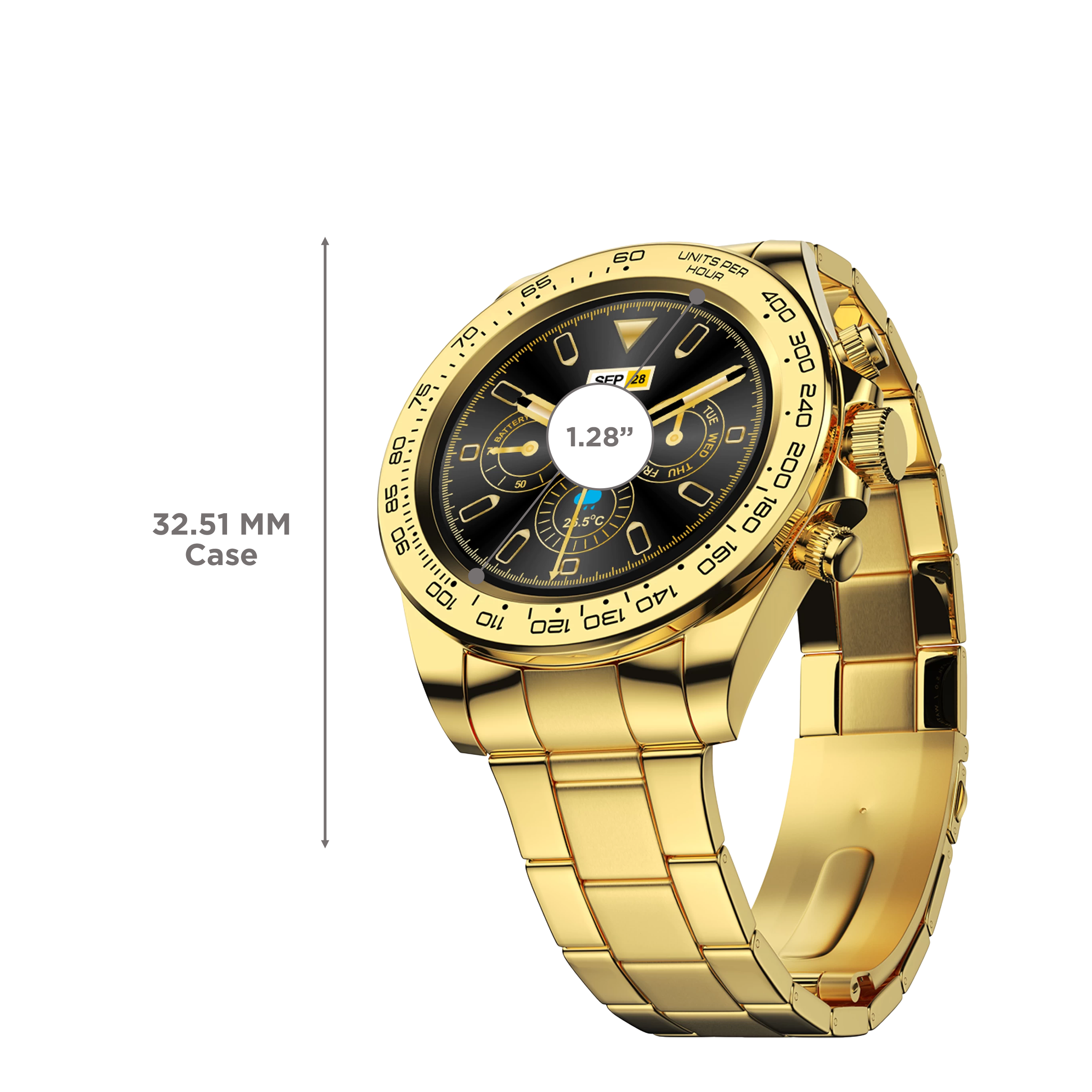 Fire-Boltt Blizzard Smartwatch with Bluetooth Calling (32.51mm HD Display, IP67 Water Resistant, Gold Strap)_3