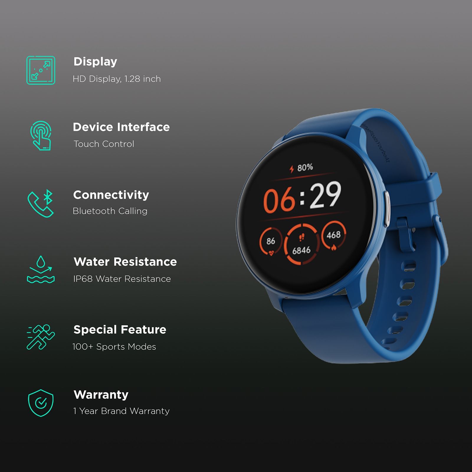 boAt Lunar Call Smartwatch with Bluetooth Calling (32.5mm HD Display, IP68 Water Resistant, Sapphire Blue Strap) boAt Lunar Call Smartwatch with Bluetooth Calling (32.5mm HD Display, IP68 Water Resistant, Sapphire Blue Strap)_2