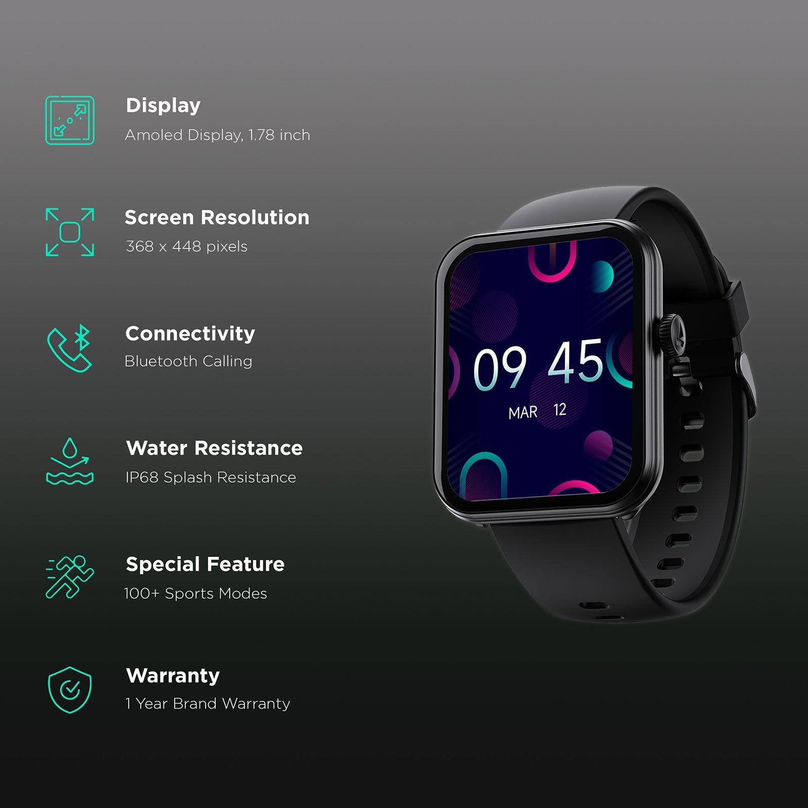 boAt Cosmos Plus Smartwatch with Bluetooth Calling (45.21mm AMOLED Display, IP68 Splash Resistant, Jet Black Strap)_2