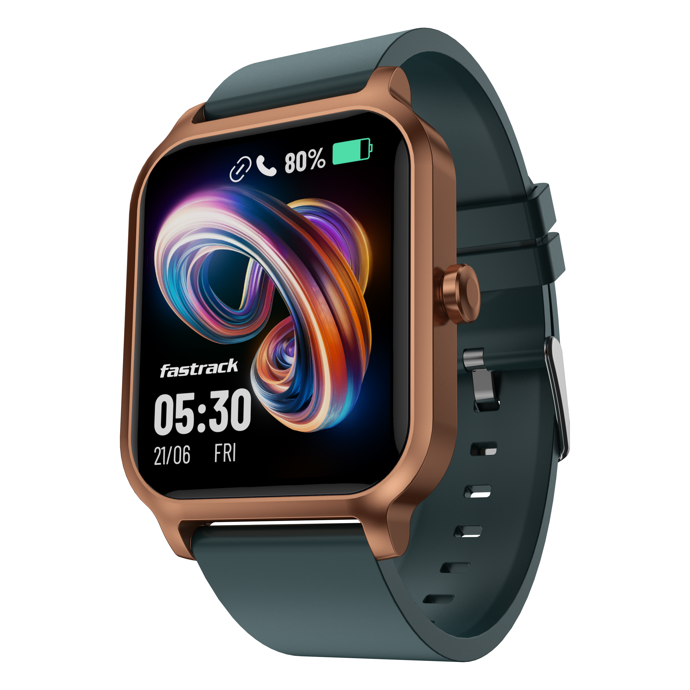 fastrack Rave FX Smartwatch with Bluetooth Calling (46.48mm UltraVU Display, IP68 Water Resistant, Teal Strap)_1