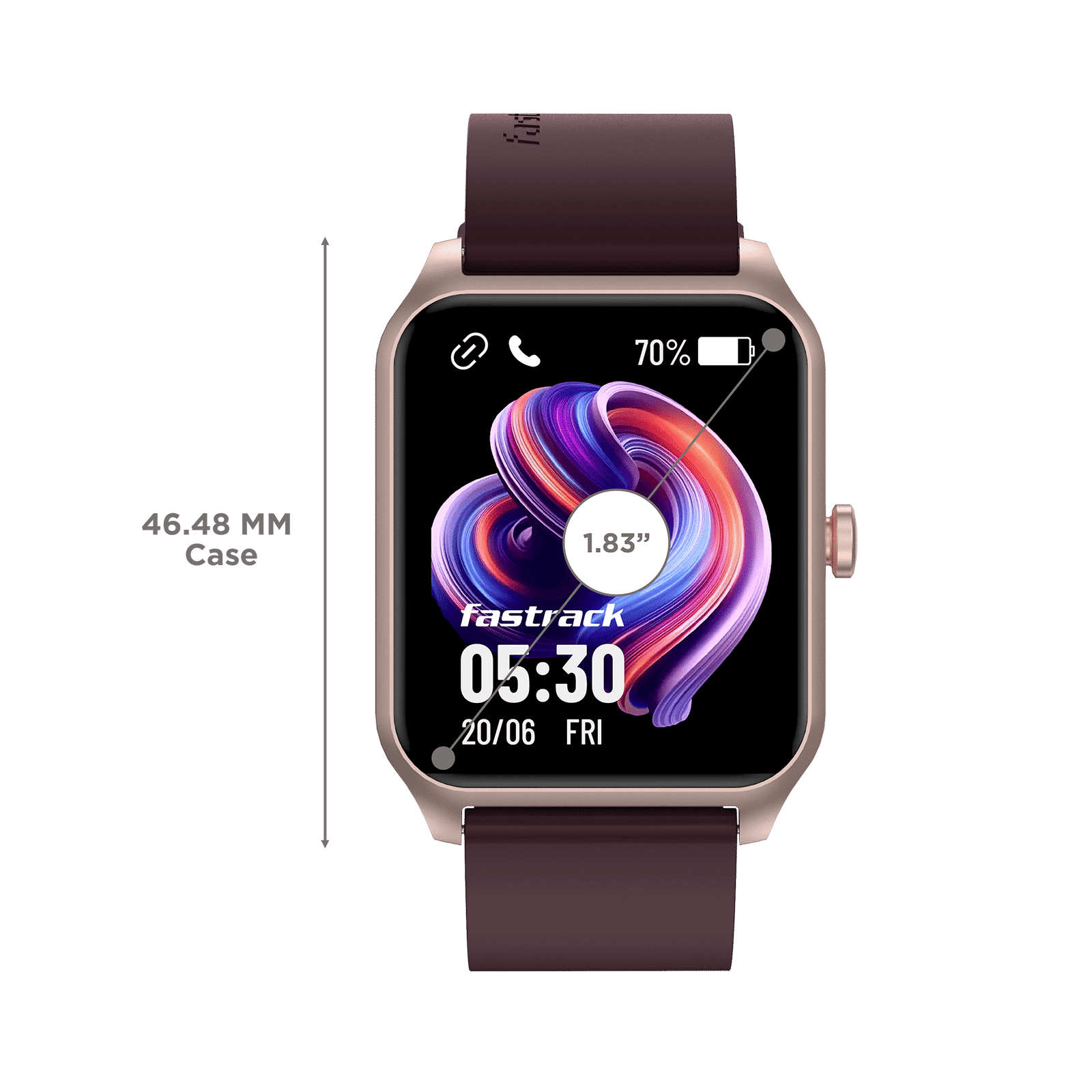 fastrack Rave FX Smartwatch with Bluetooth Calling (46.48mm UltraVU Display, IP68 Water Resistant, Wine Red Strap)_3