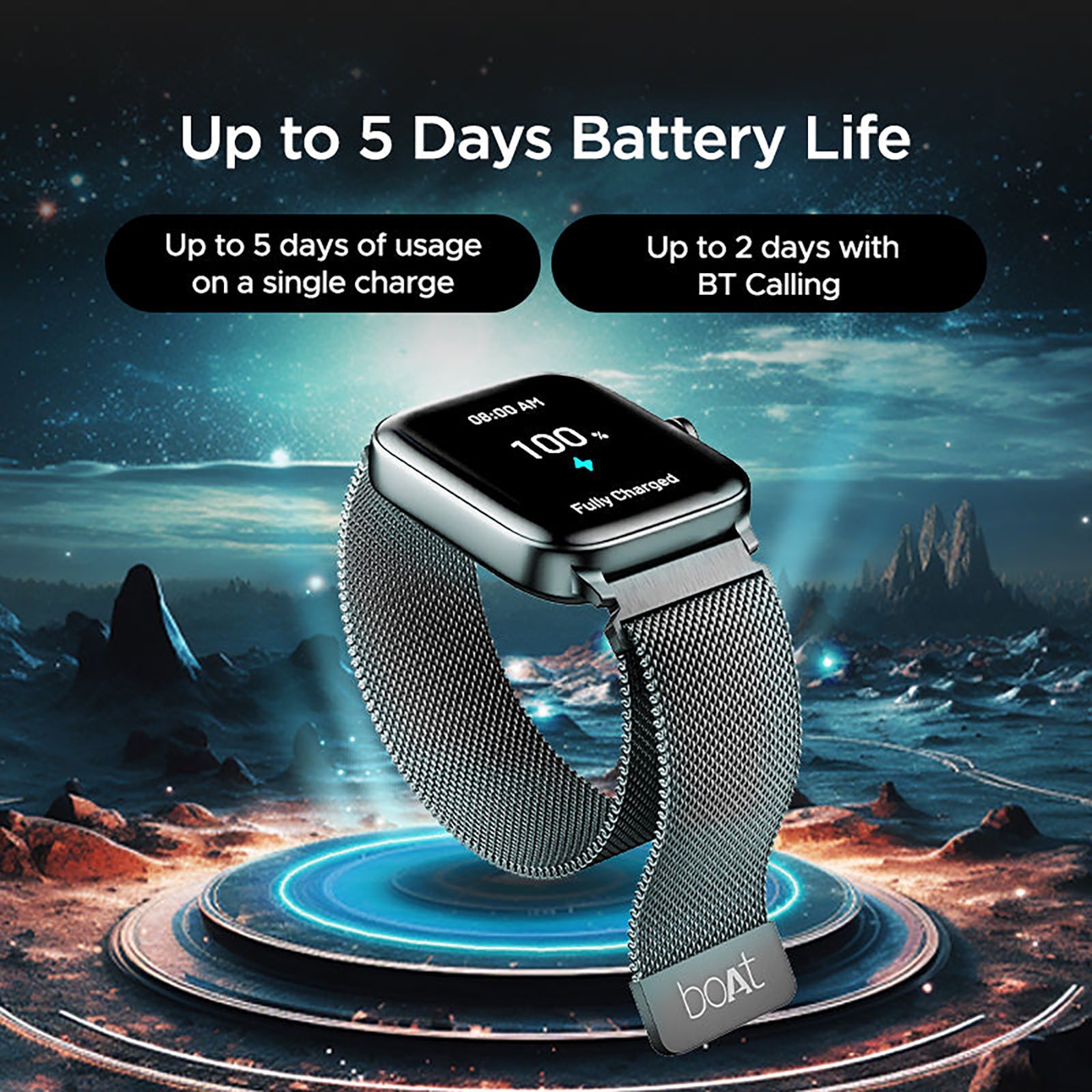 boAt Wave Astra Smartwatch with Bluetooth Calling (46.4mm HD Display, IP67 Water Resistant, Silver Metal Strap)_7