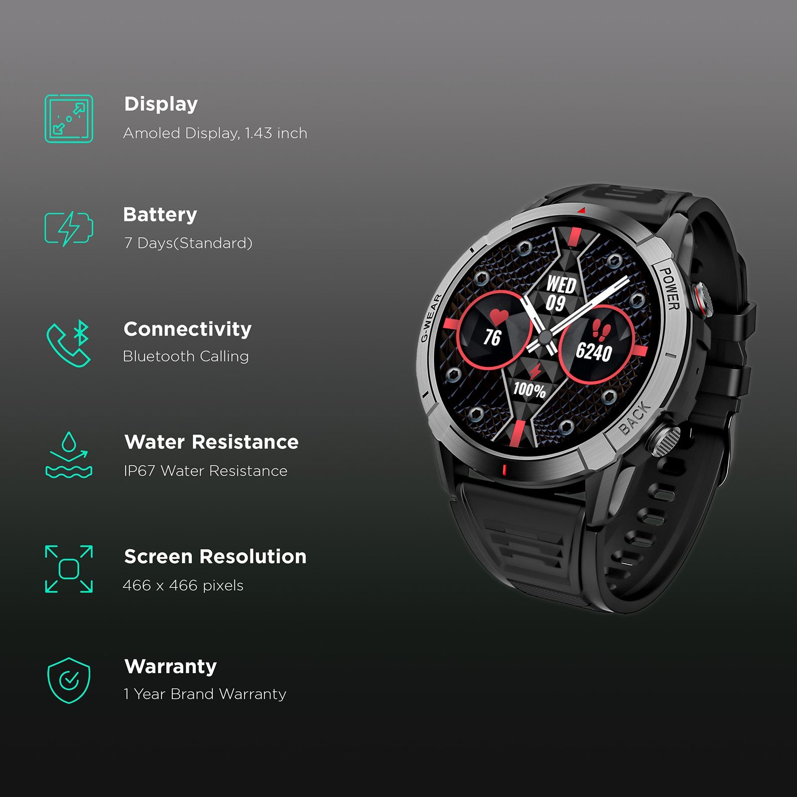 boAt Lunar Fit Smartwatch with Bluetooth Calling (36.9mm AMOLED Display, IP67 Water Resistant, Active Black Strap)_2