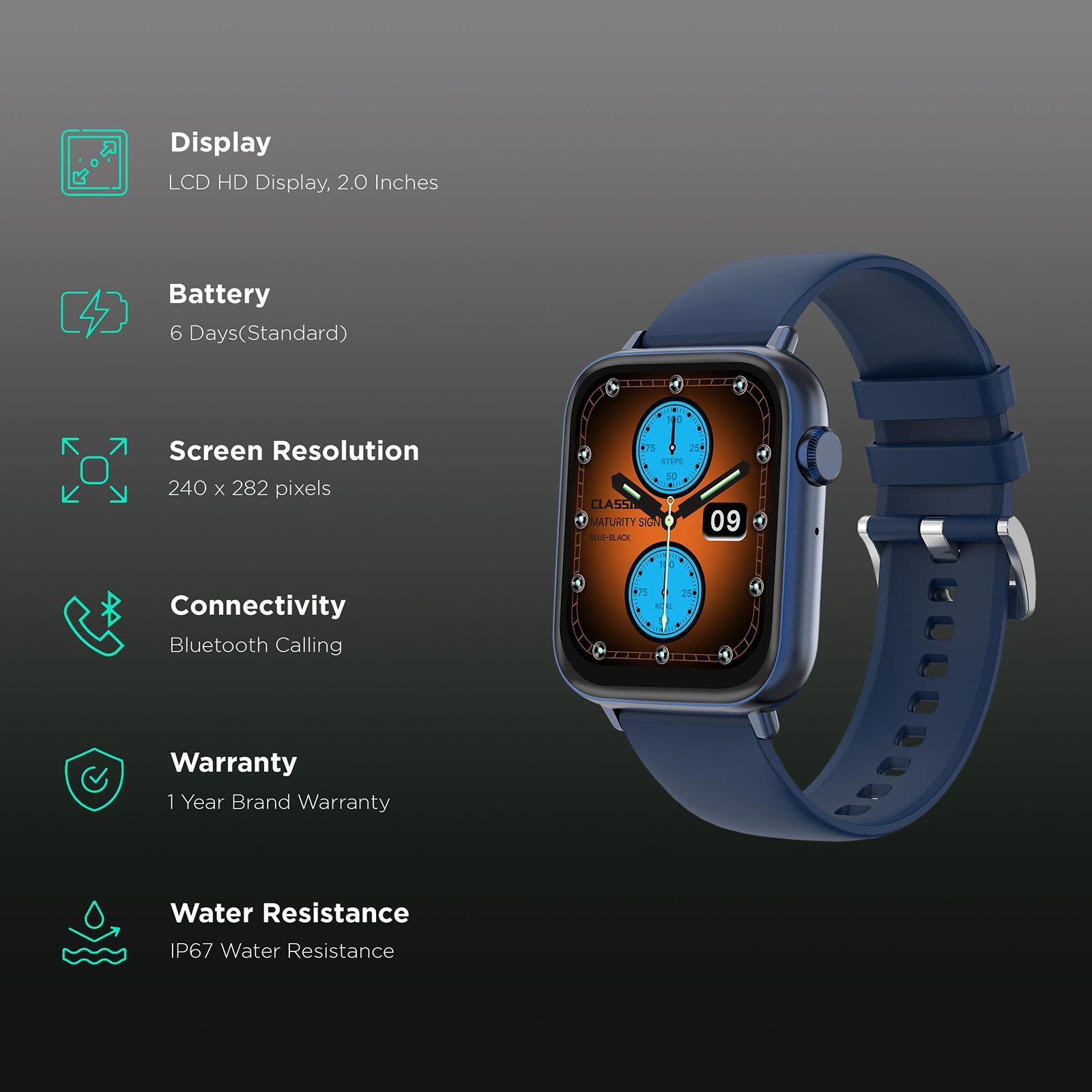 FIRE-BOLTT Ninja Fit Pro Smartwatch with Bluetooth Calling (50.8mm LCD HD Display, IP67 Water Resistant, Blue Strap)_2