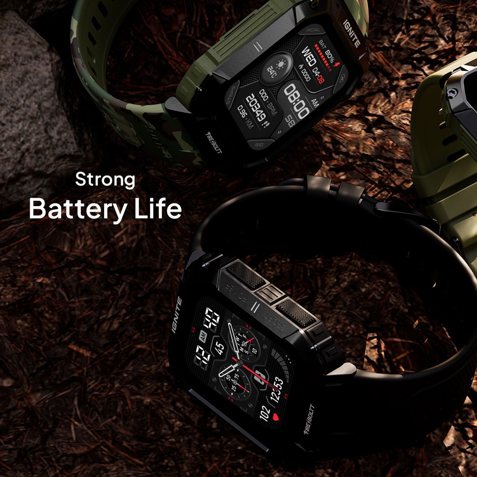 FIRE-BOLTT Combat Smartwatch with Bluetooth Calling (49.5mm TFT Display, IP68 Water Resistant, Camo Black Strap)_7
