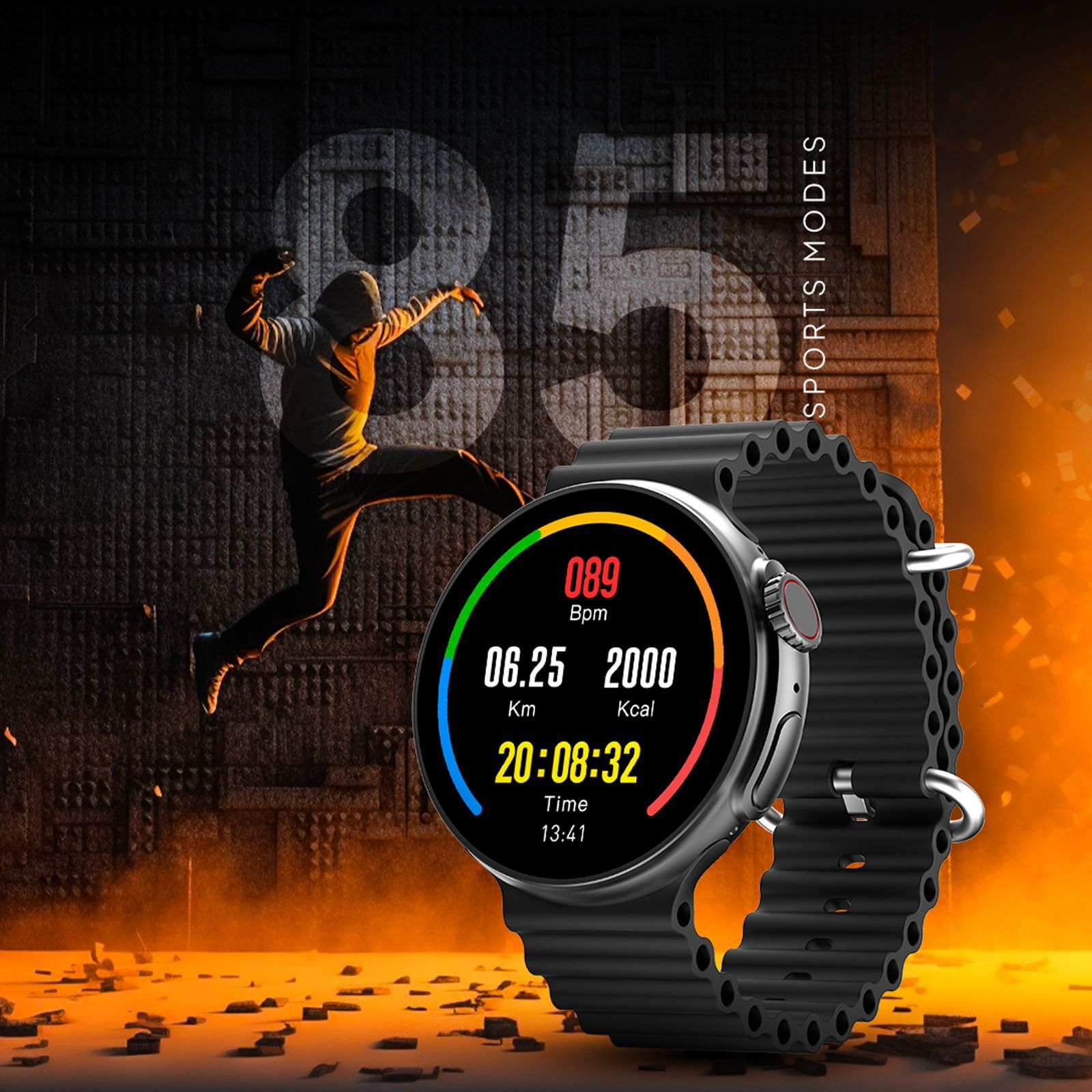 FIRE-BOLTT Cyclone Smartwatch with Bluetooth Calling (40.6mm TFT Display, IP68 Water Resistant, Active Black Strap)_8