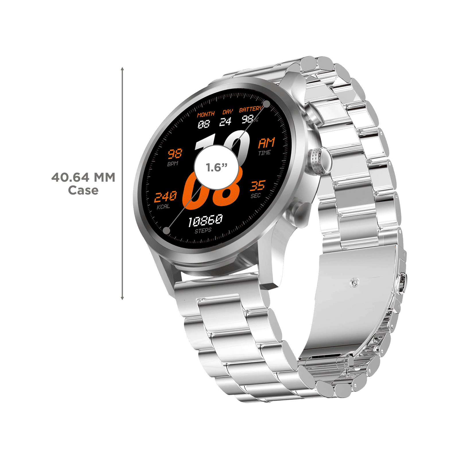FIRE-BOLTT Infinity Luxe Smartwatch with Bluetooth Calling (40.64mm HD Display, IP67 Water Resistant, Silver Strap)_3